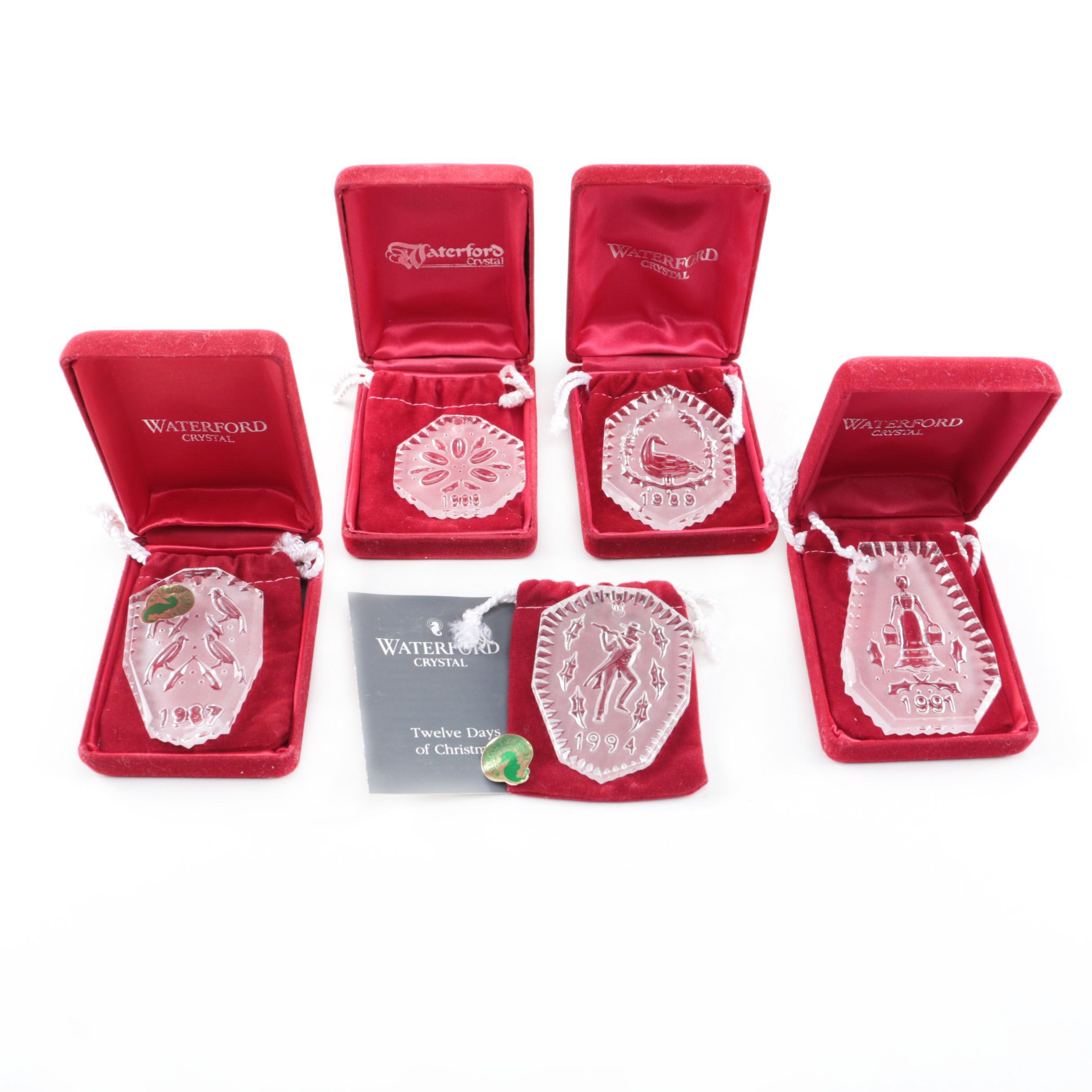 Waterford "Twelve Days of Christmas" Annual Frosted Crystal Ornaments