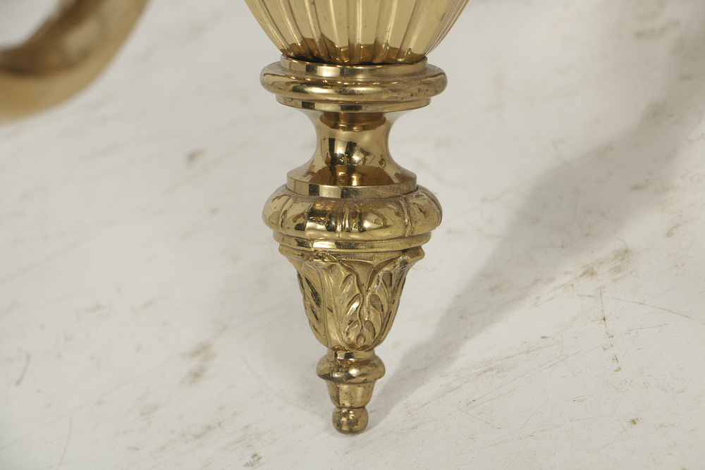 Brass Six Arm Chandelier with Two Sets of Shades