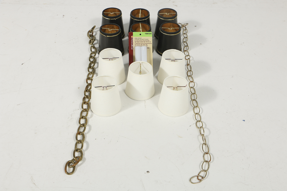 Brass Six Arm Chandelier with Two Sets of Shades