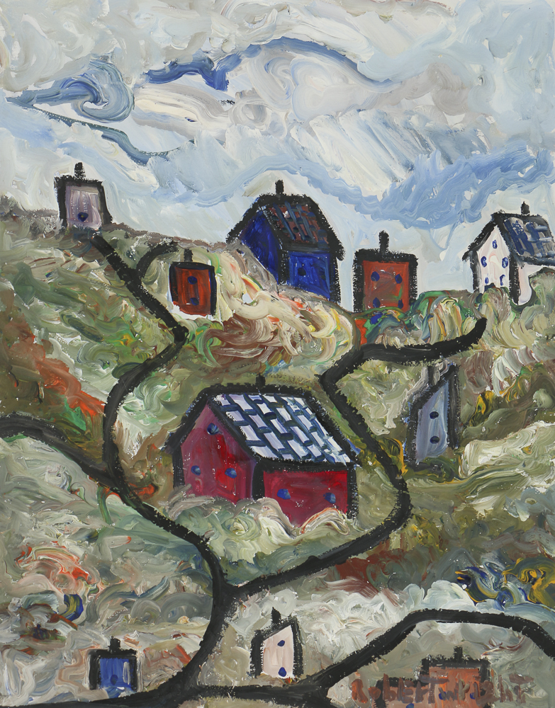 Robert Wright Oil Painting on Paper Town Scene