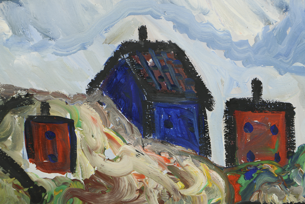 Robert Wright Oil Painting on Paper Town Scene