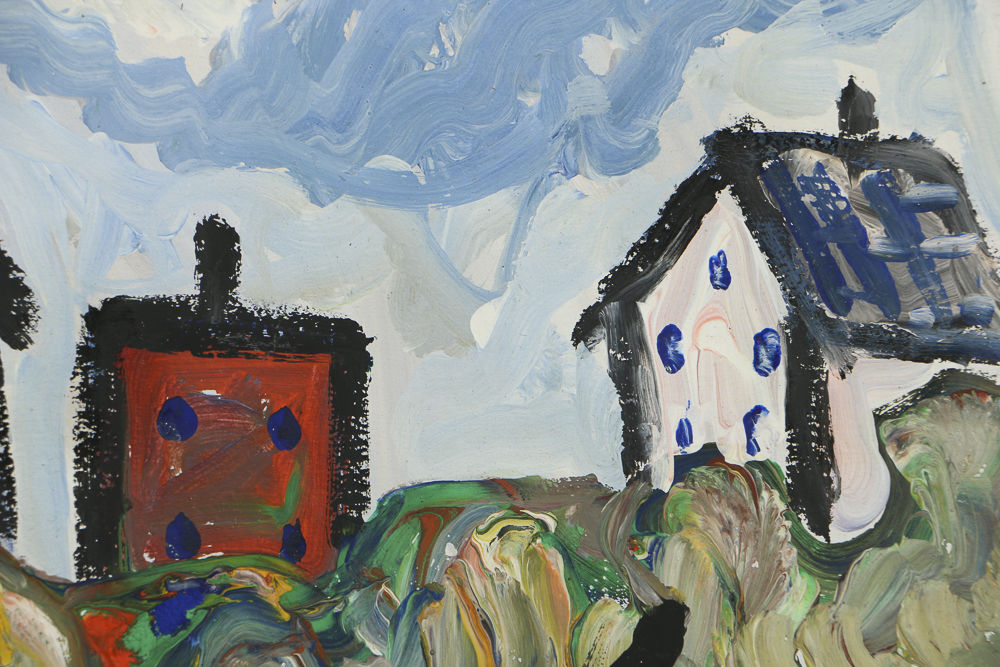 Robert Wright Oil Painting on Paper Town Scene