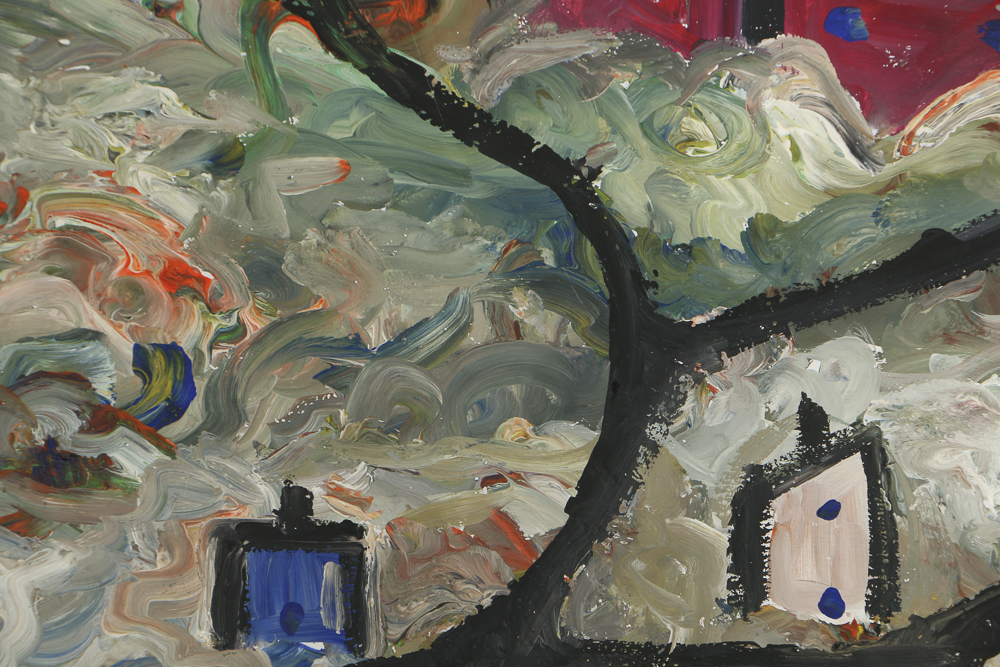 Robert Wright Oil Painting on Paper Town Scene