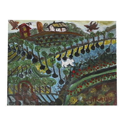Robert Wright Oil Painting on Paper Landscape Robert Wright Oil Painting on Paper Landscape