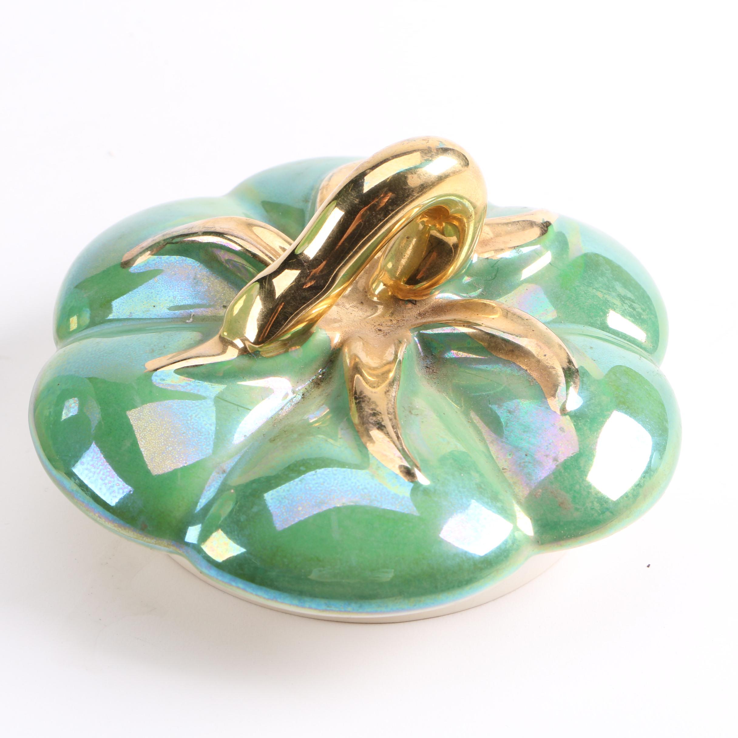 Stanford Pottery "Pantry Parade Green Luster" Tomato Cookie Jar