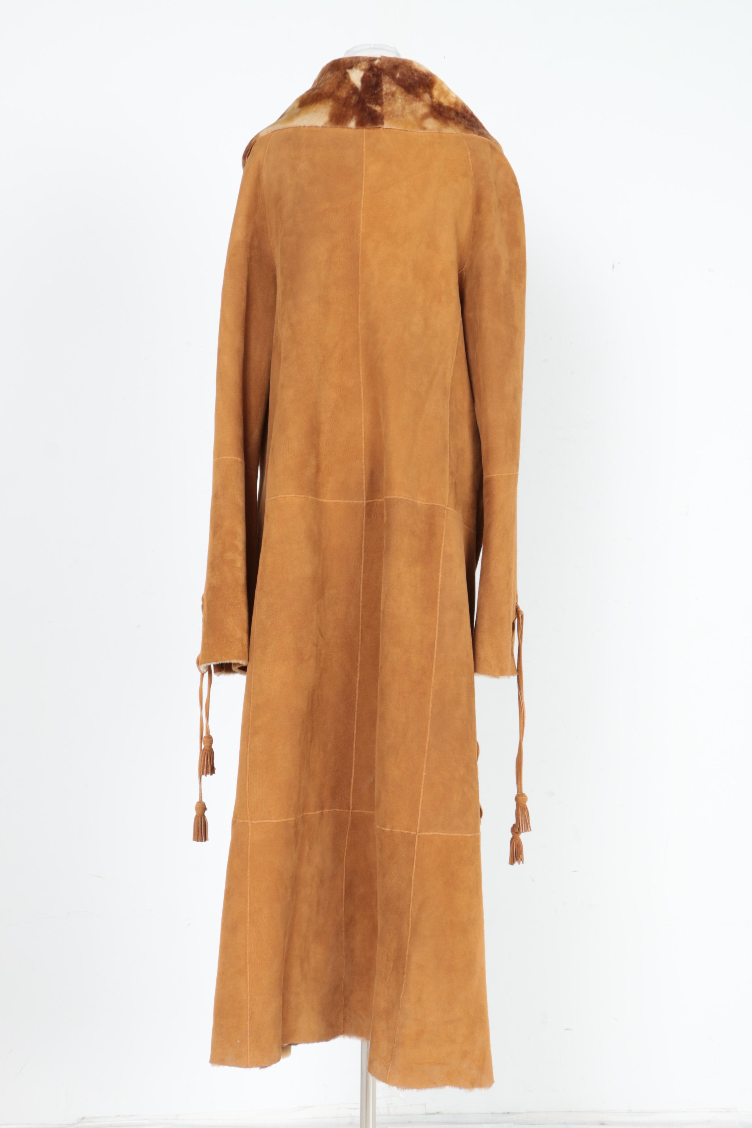 Vintage Fantazia By Hana Leather Coat with Faux Fur Lining