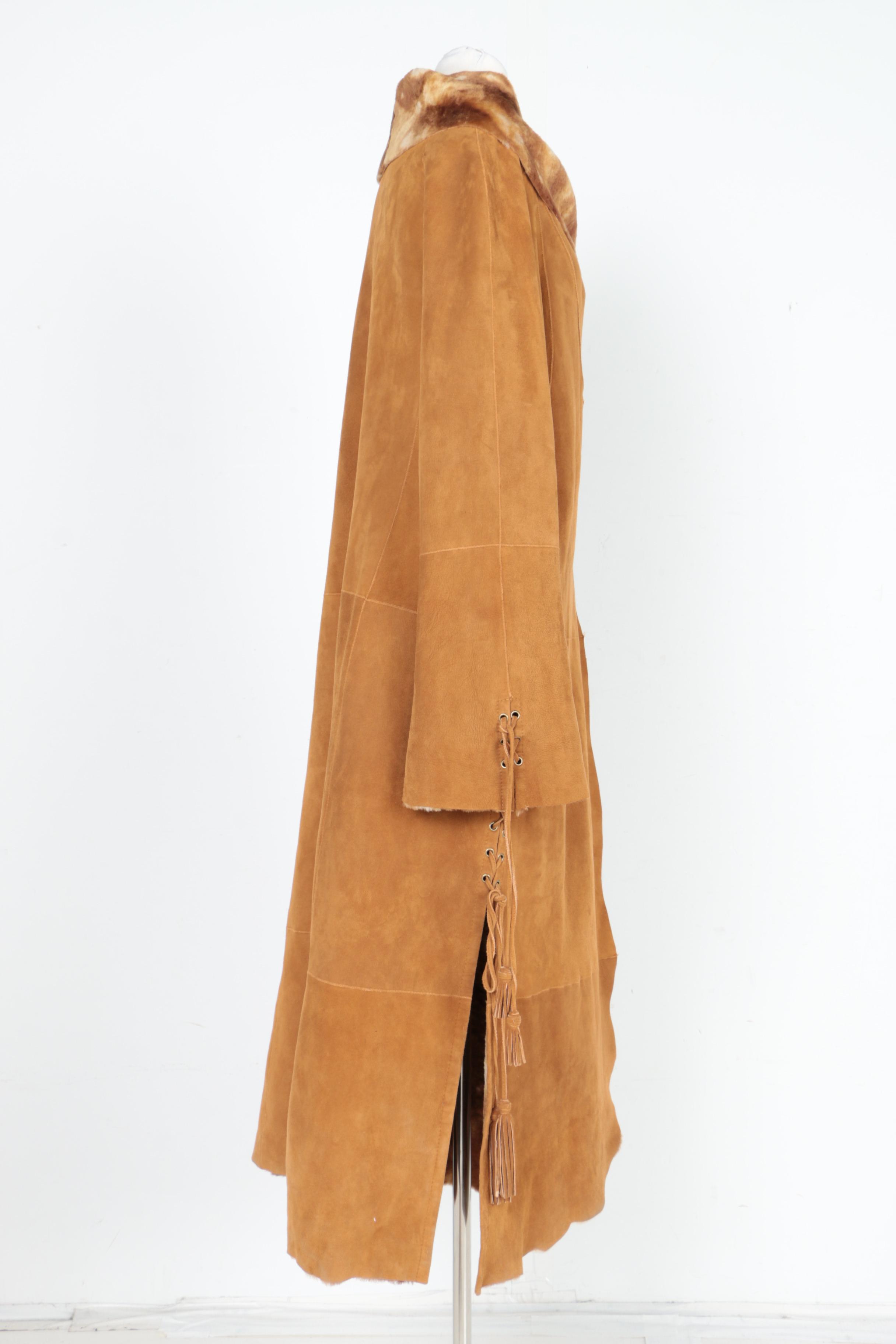 Vintage Fantazia By Hana Leather Coat with Faux Fur Lining