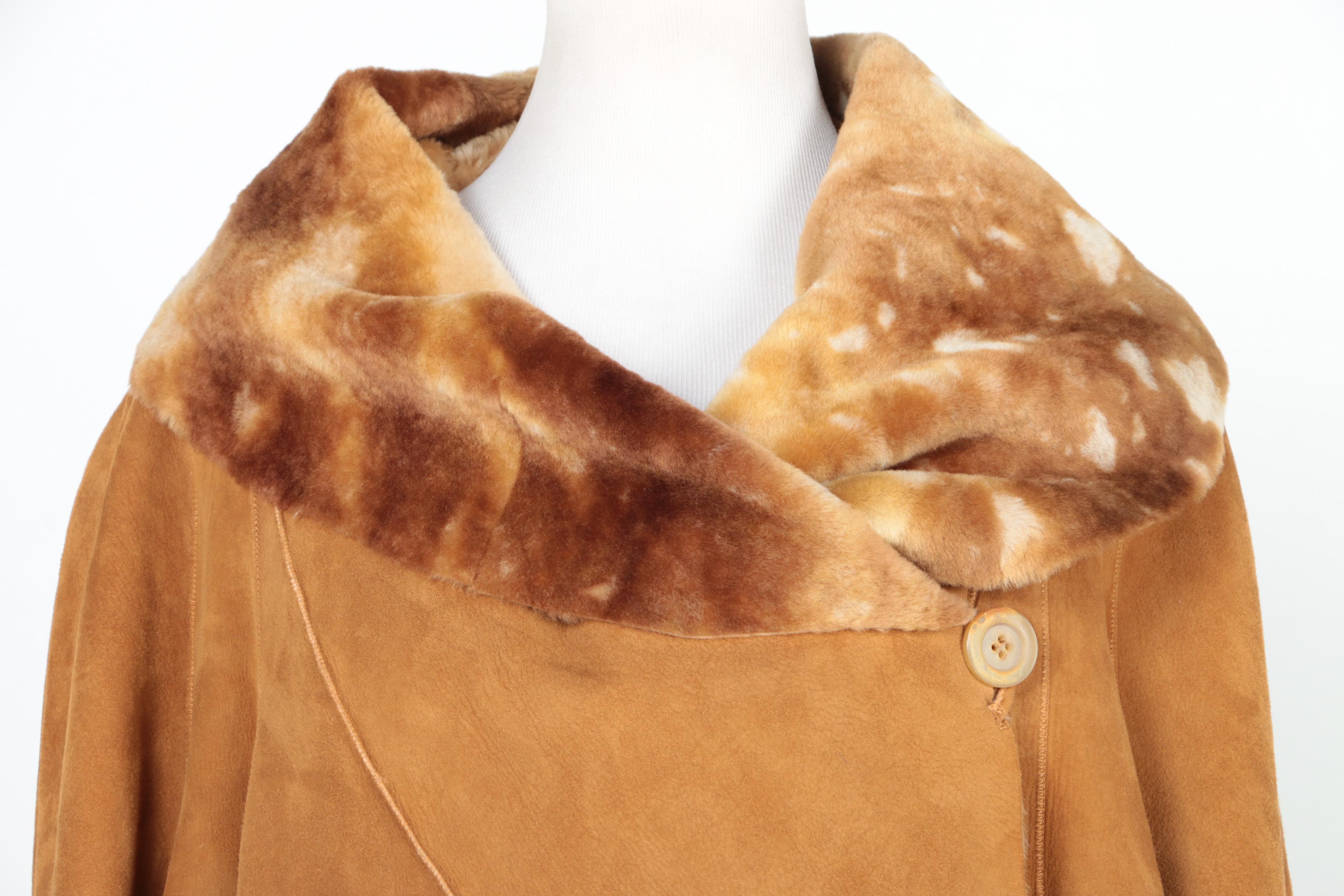 Vintage Fantazia By Hana Leather Coat with Faux Fur Lining