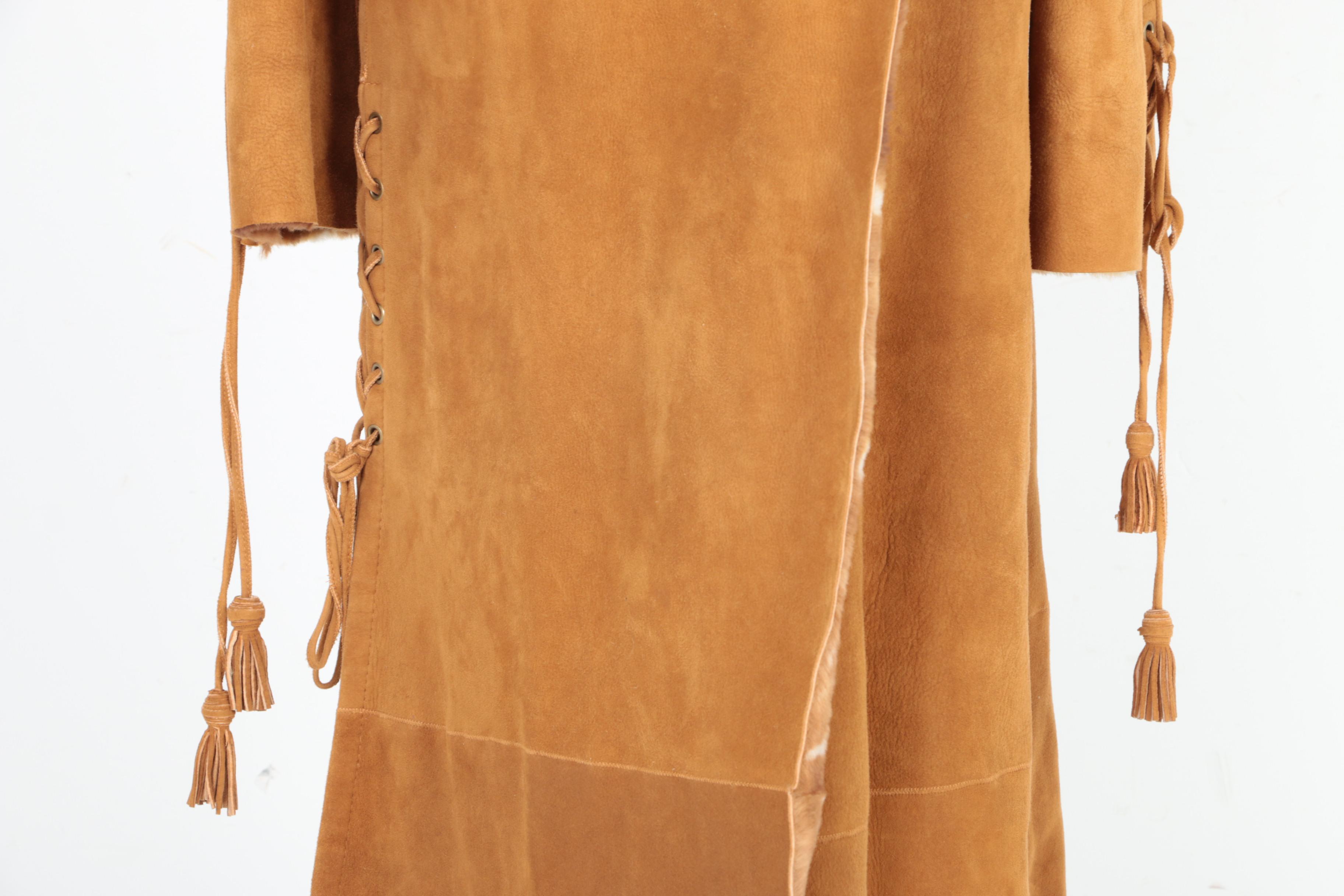 Vintage Fantazia By Hana Leather Coat with Faux Fur Lining