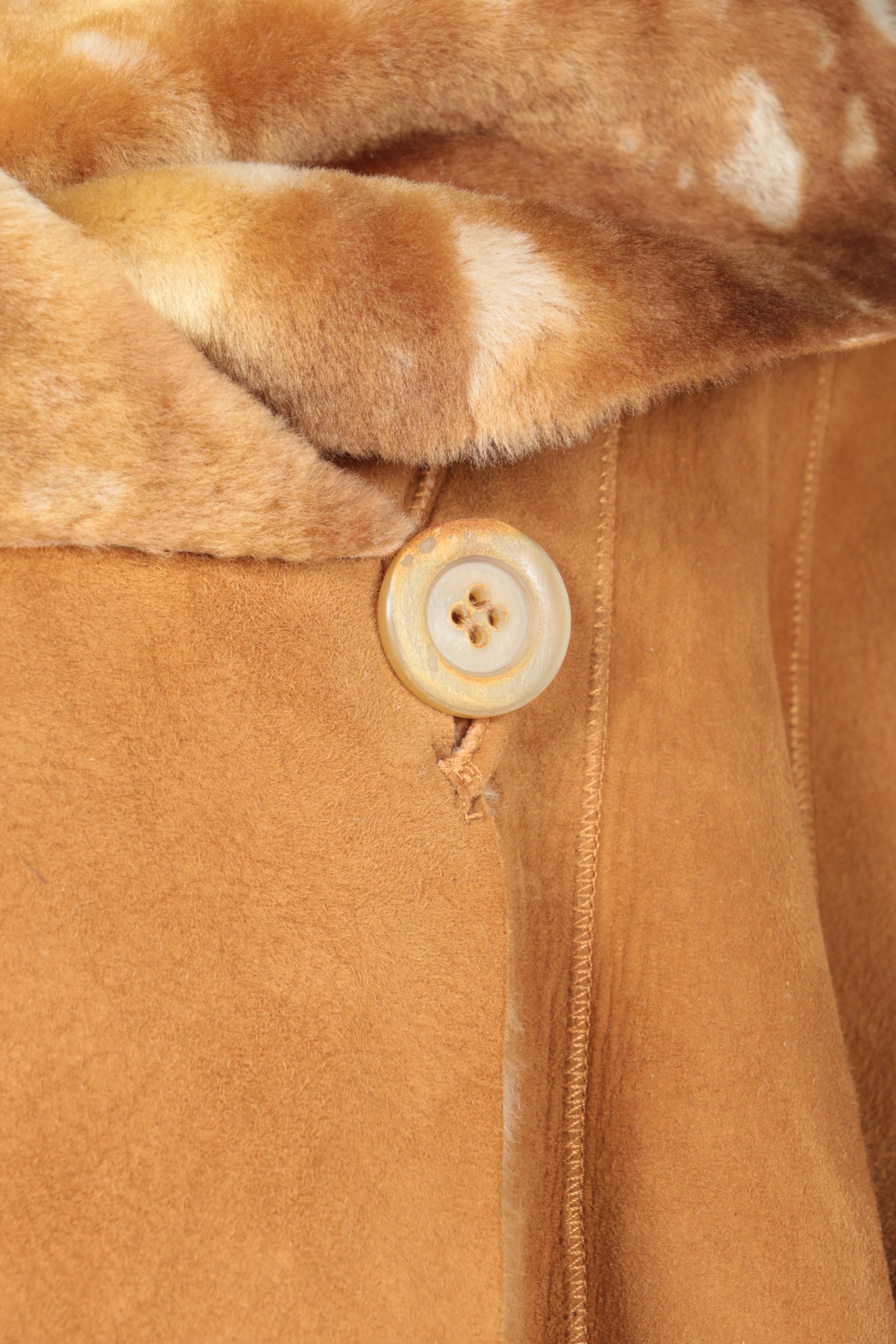 Vintage Fantazia By Hana Leather Coat with Faux Fur Lining