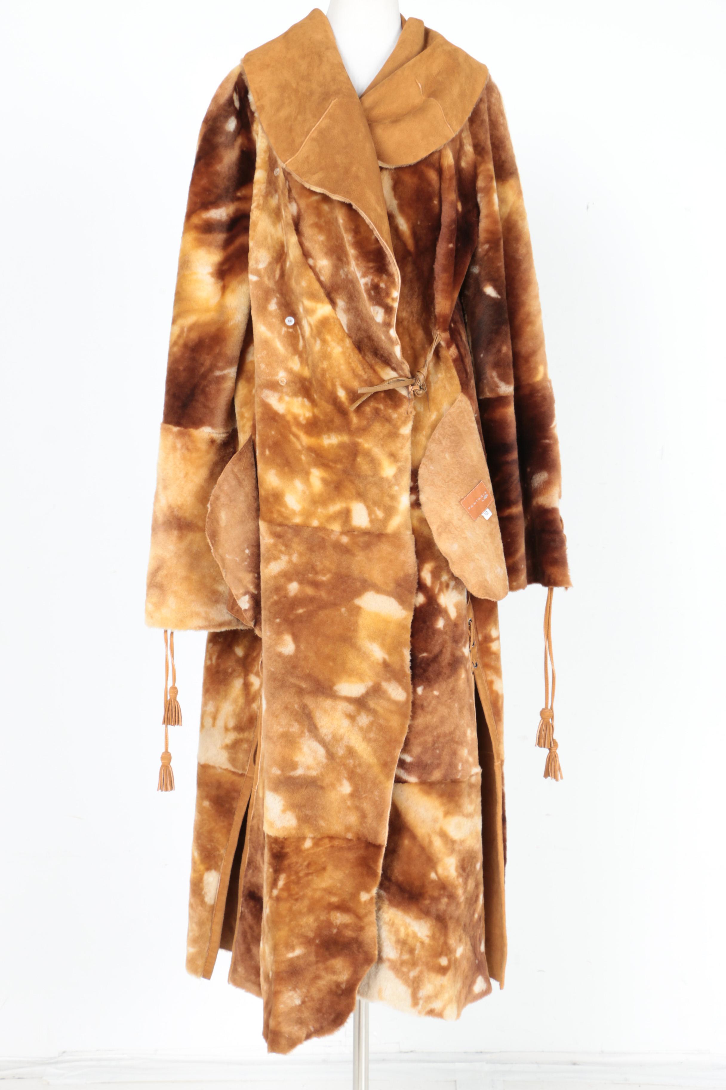 Vintage Fantazia By Hana Leather Coat with Faux Fur Lining
