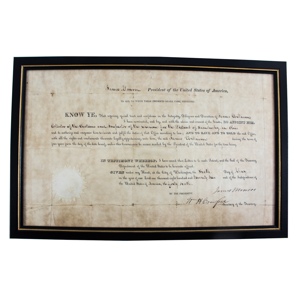 James Monroe Signed Document