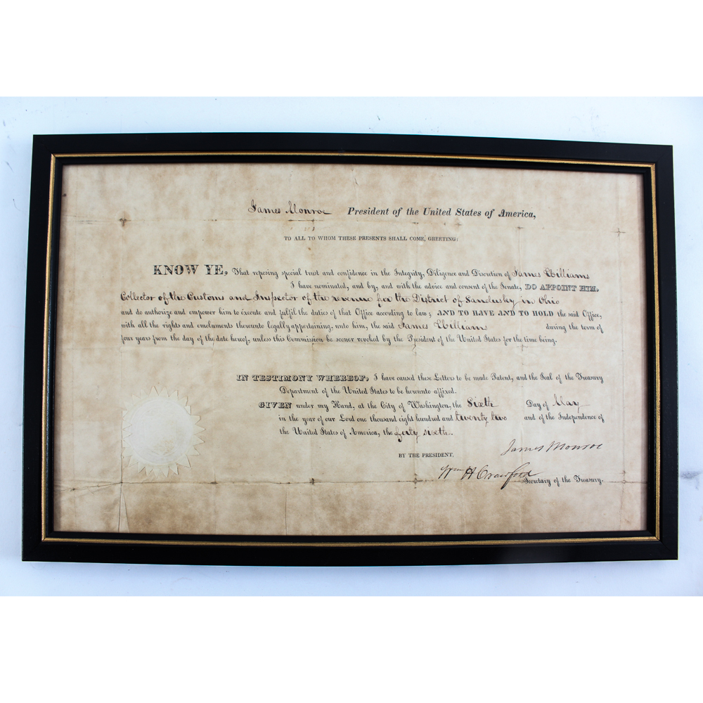 James Monroe Signed Document
