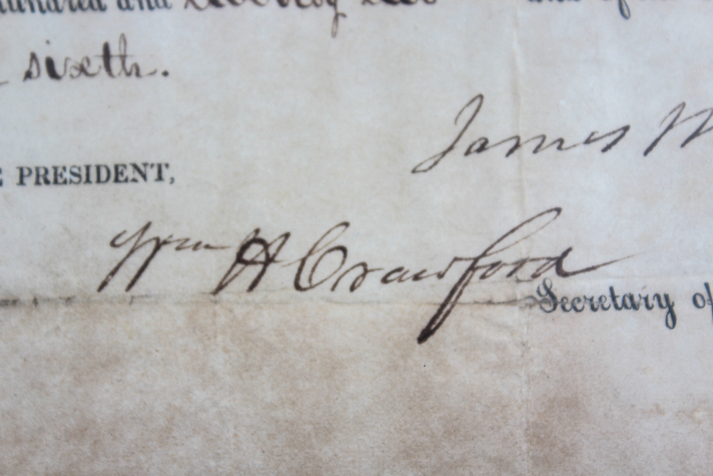 James Monroe Signed Document