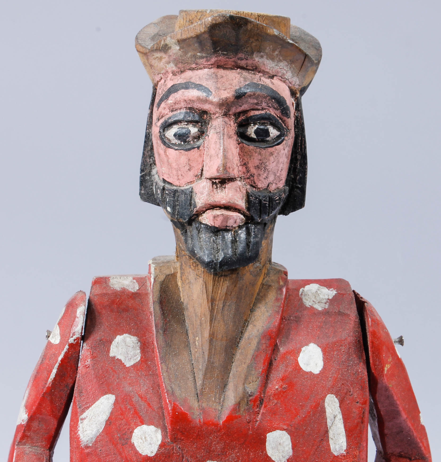 Hand-Carved Wood Horse and Rider Sculpture