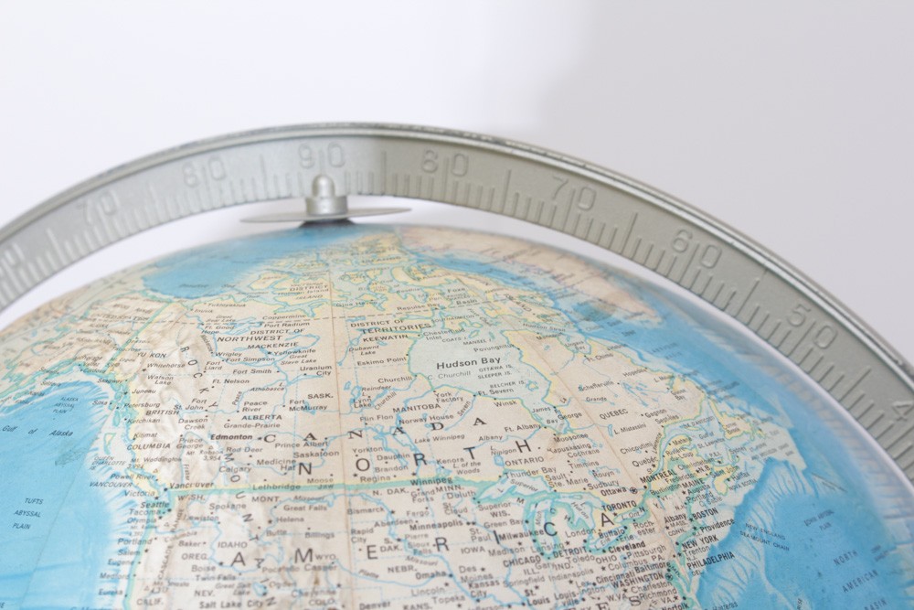 Rand McNally International Globe with Wooden Stand