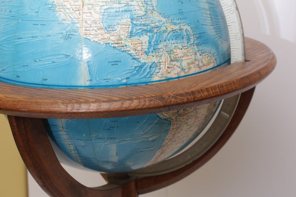 Rand McNally International Globe with Wooden Stand