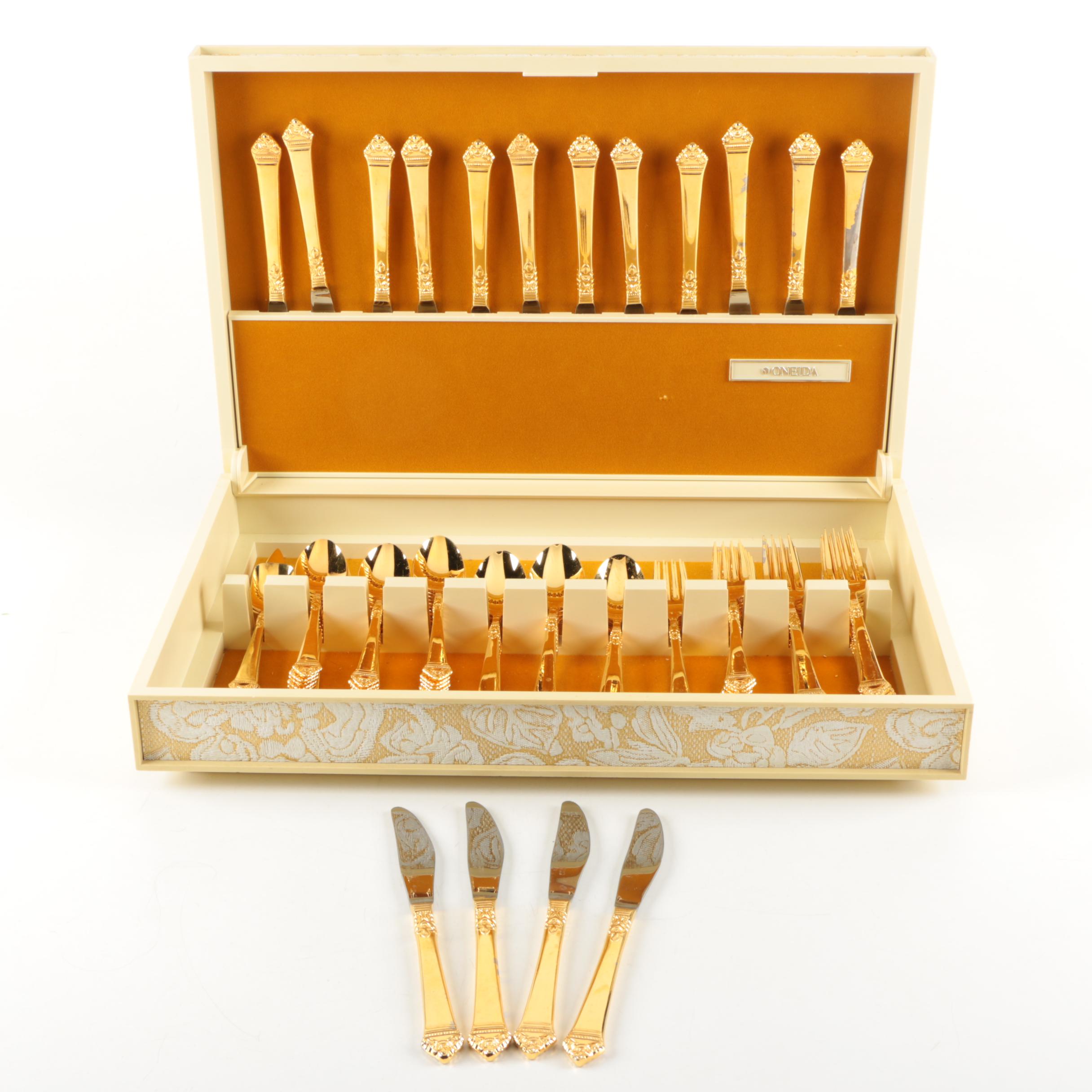 Oxford Hall "Portico" Gold-Toned Stainless Flatware Set