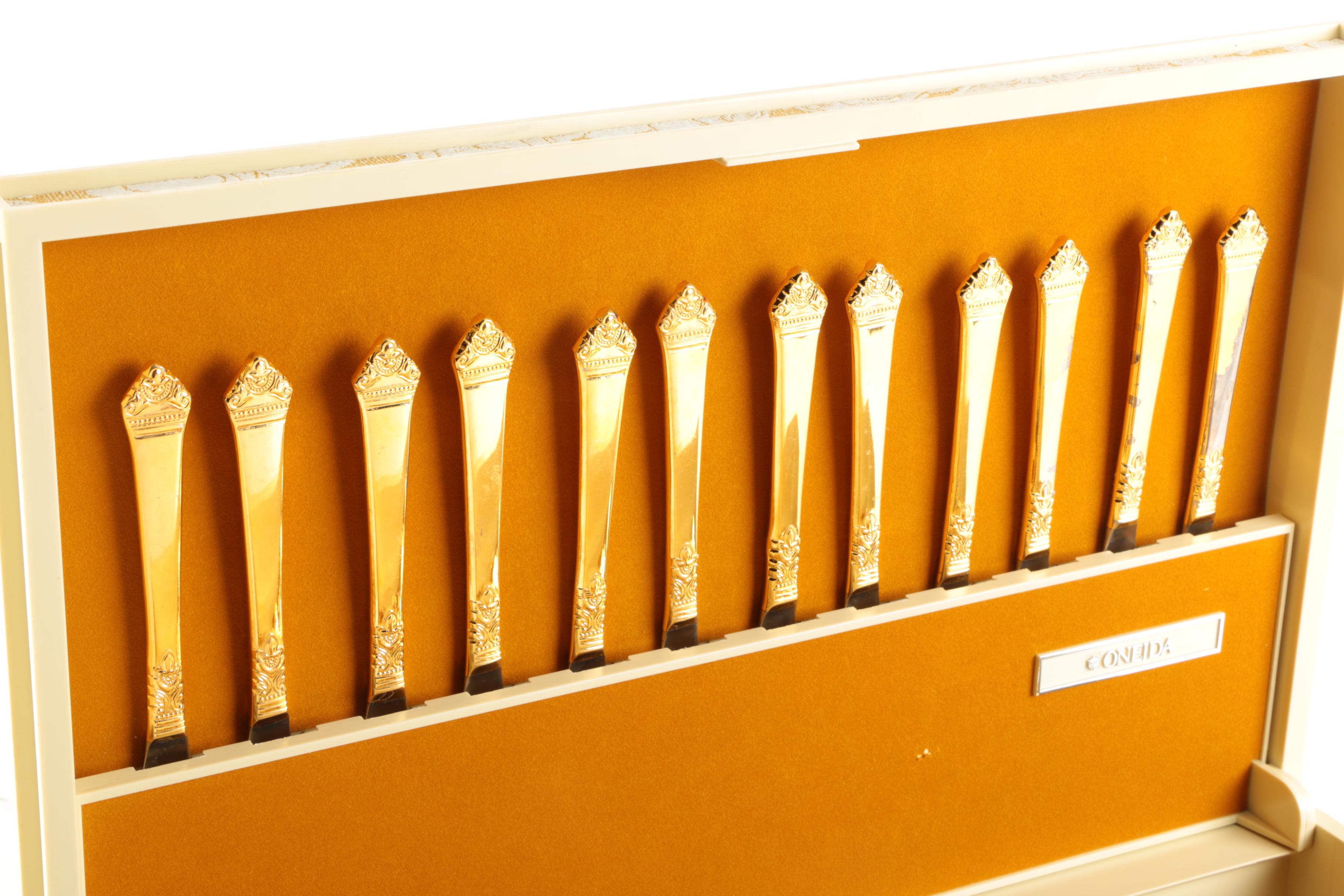 Oxford Hall "Portico" Gold-Toned Stainless Flatware Set