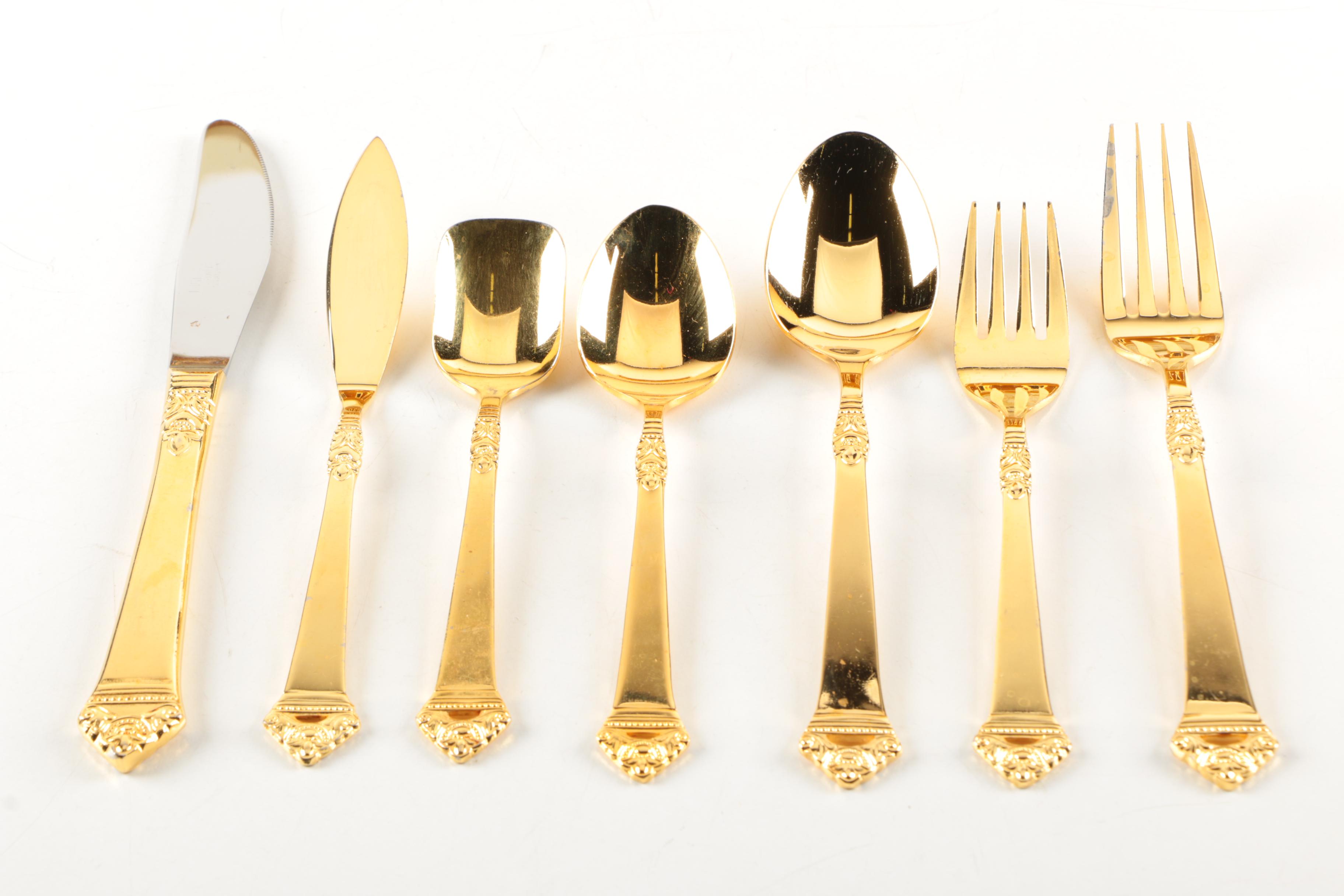 Oxford Hall "Portico" Gold-Toned Stainless Flatware Set
