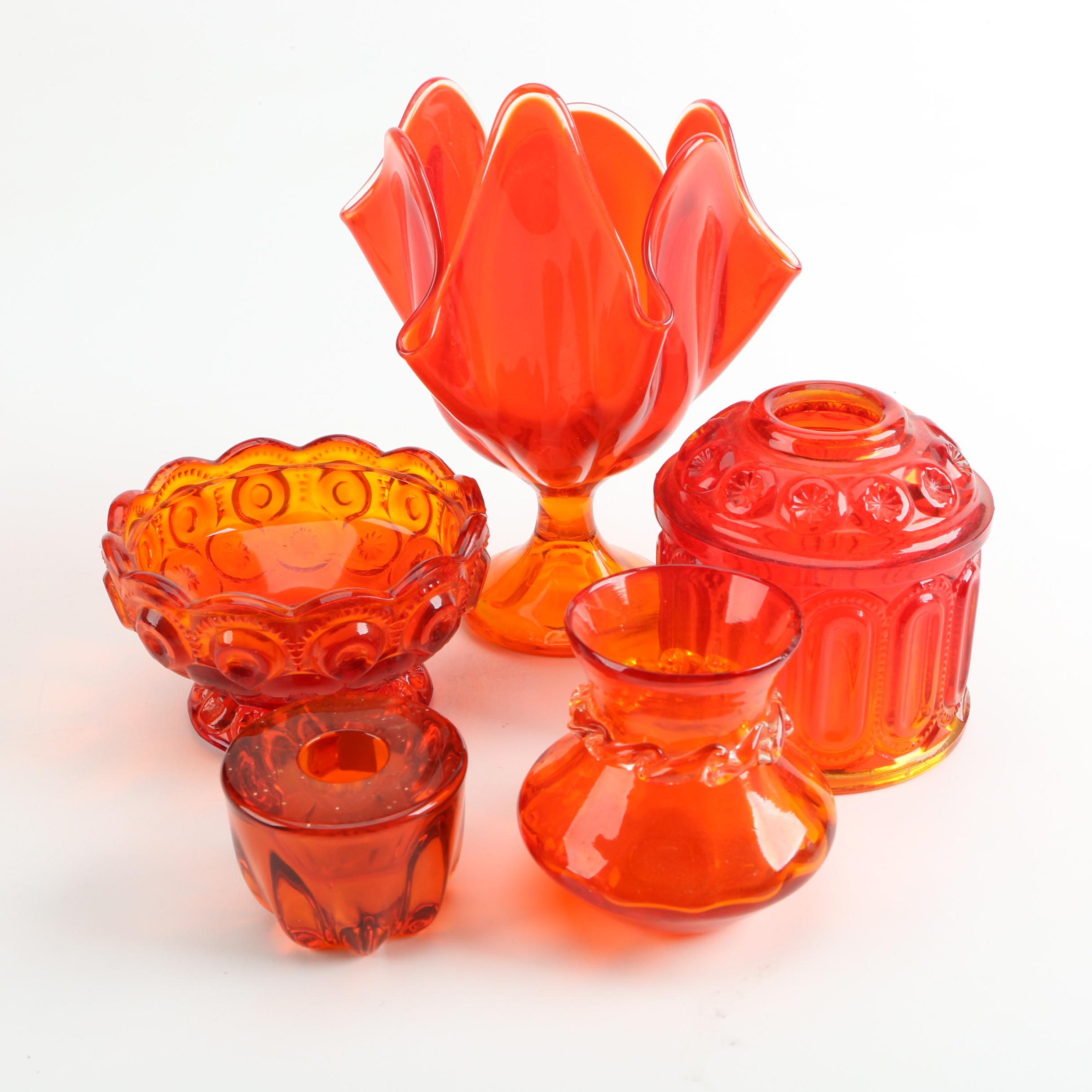 Vintage LE Smith Viking Amberina Glass Fairy Lamp