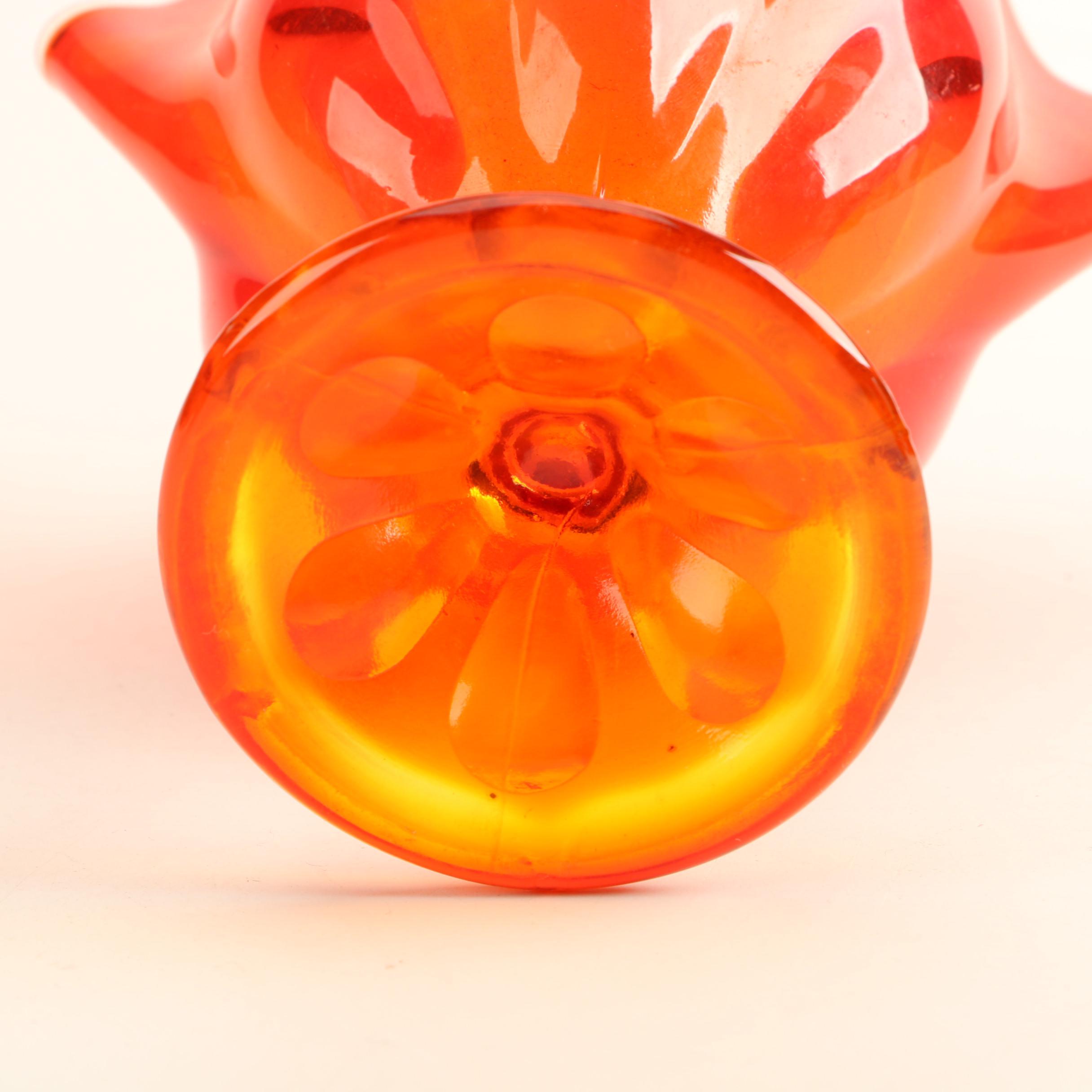 Vintage LE Smith Viking Amberina Glass Fairy Lamp