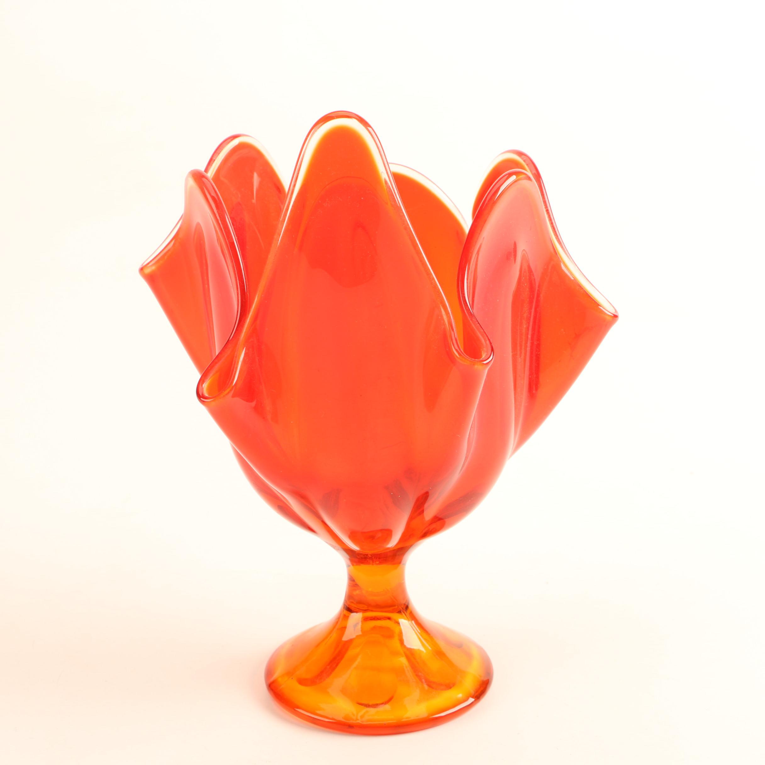 Vintage LE Smith Viking Amberina Glass Fairy Lamp