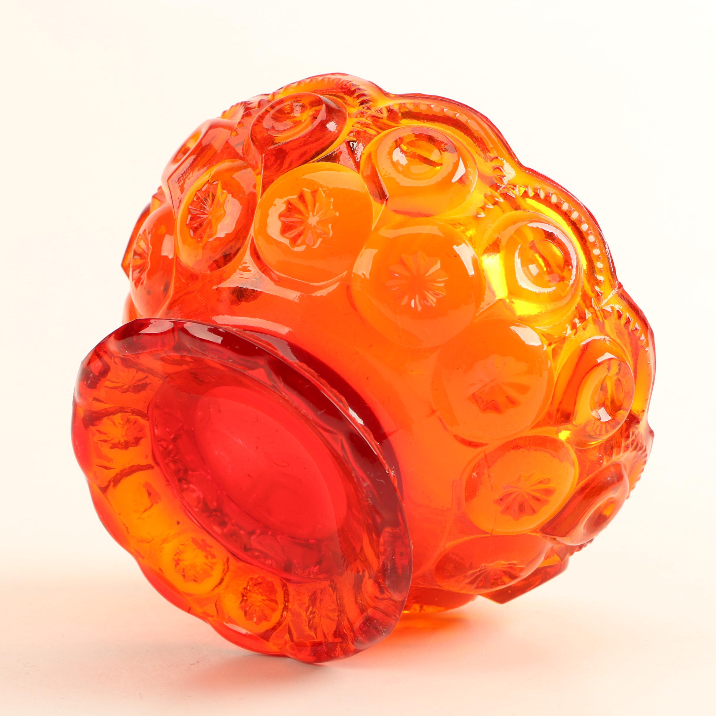 Vintage LE Smith Viking Amberina Glass Fairy Lamp