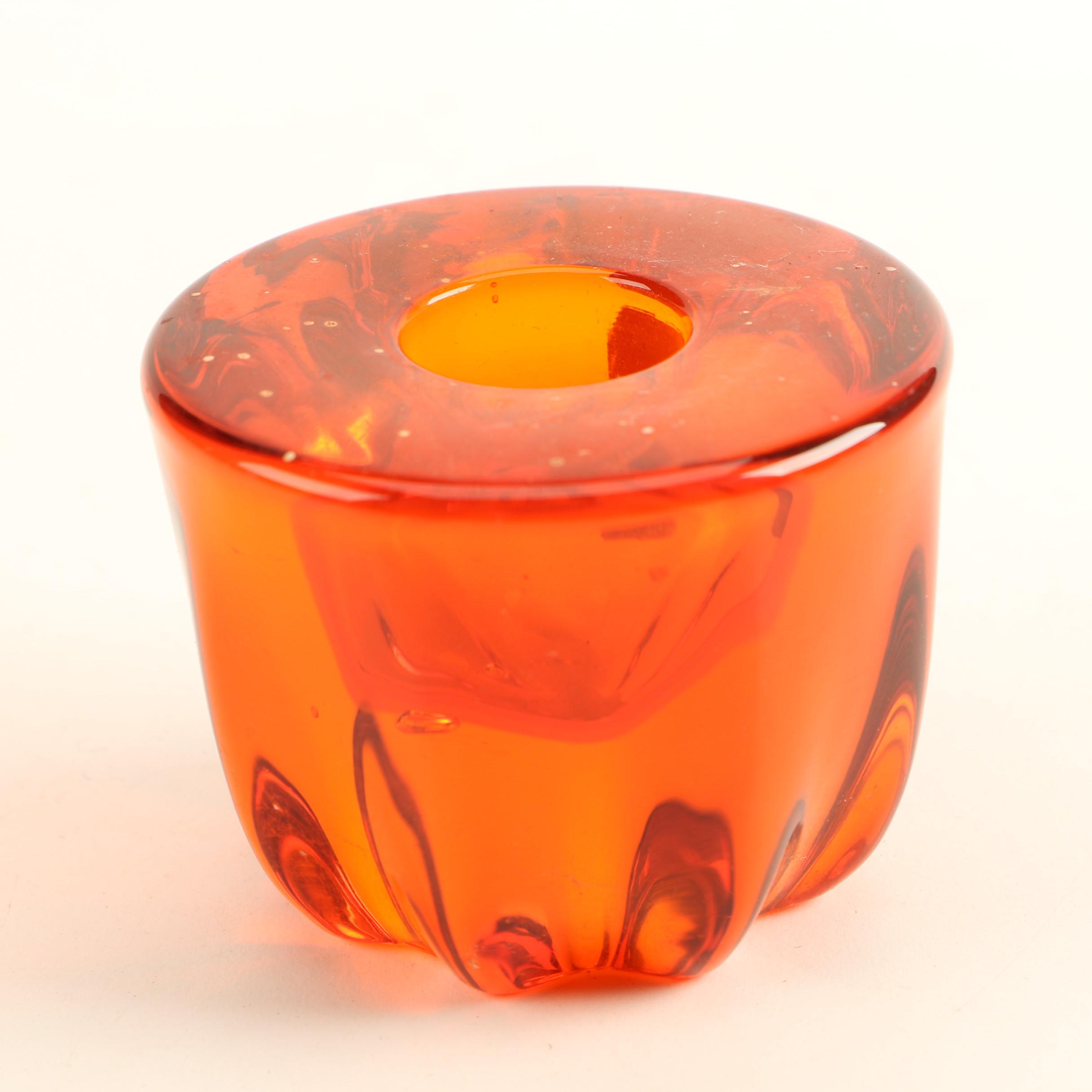 Vintage LE Smith Viking Amberina Glass Fairy Lamp