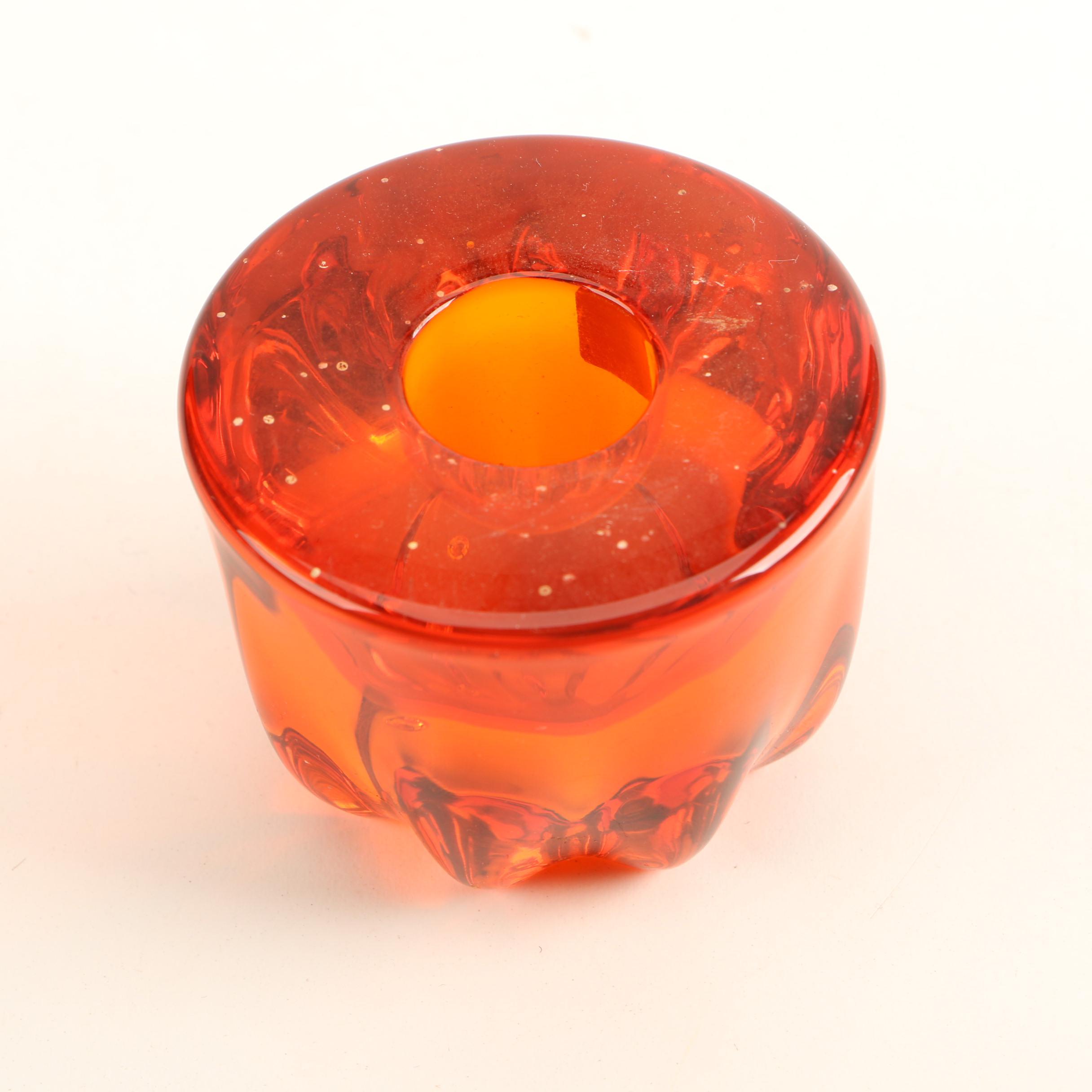 Vintage LE Smith Viking Amberina Glass Fairy Lamp