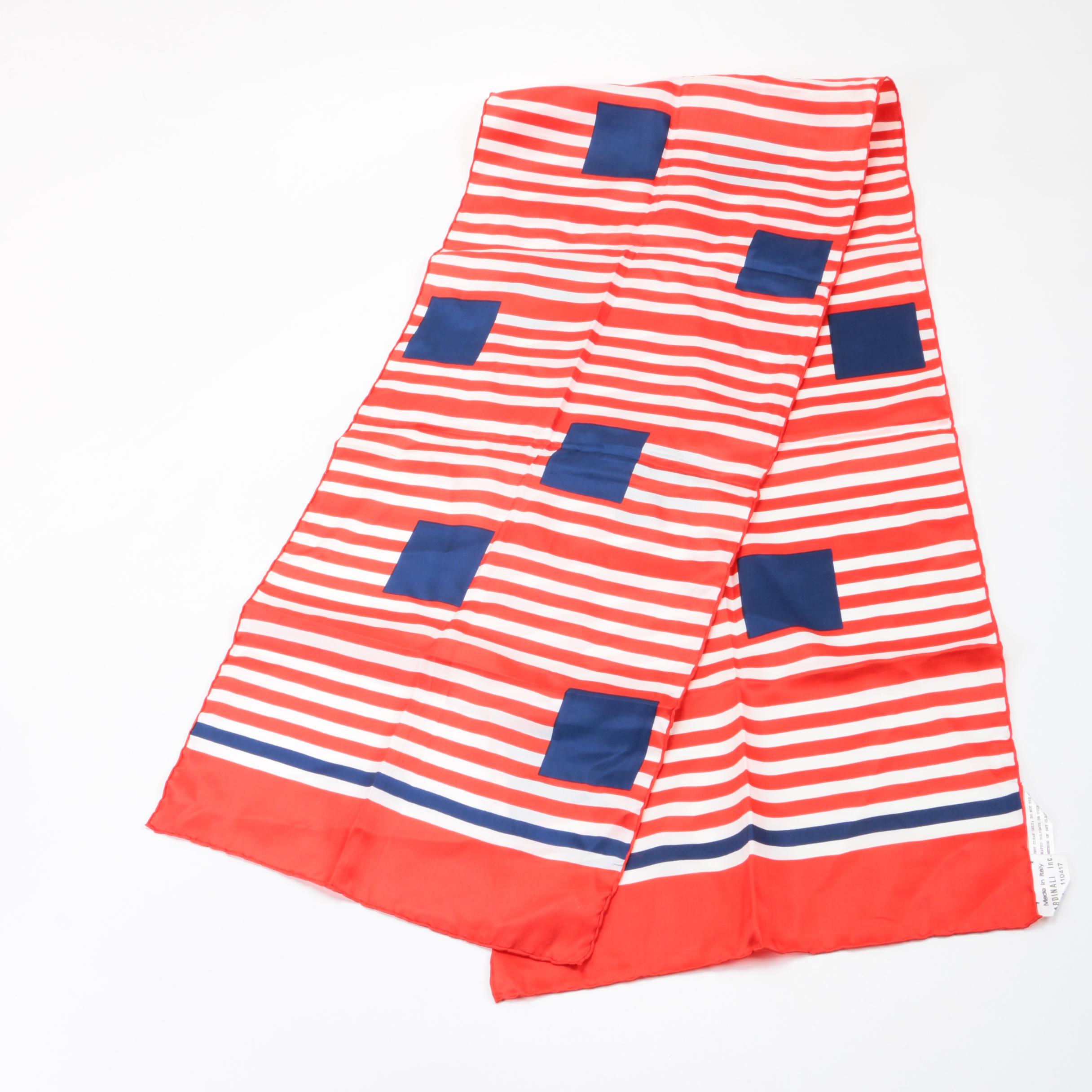 Vintage Cardinali Red, White, Blue Silk Scarf