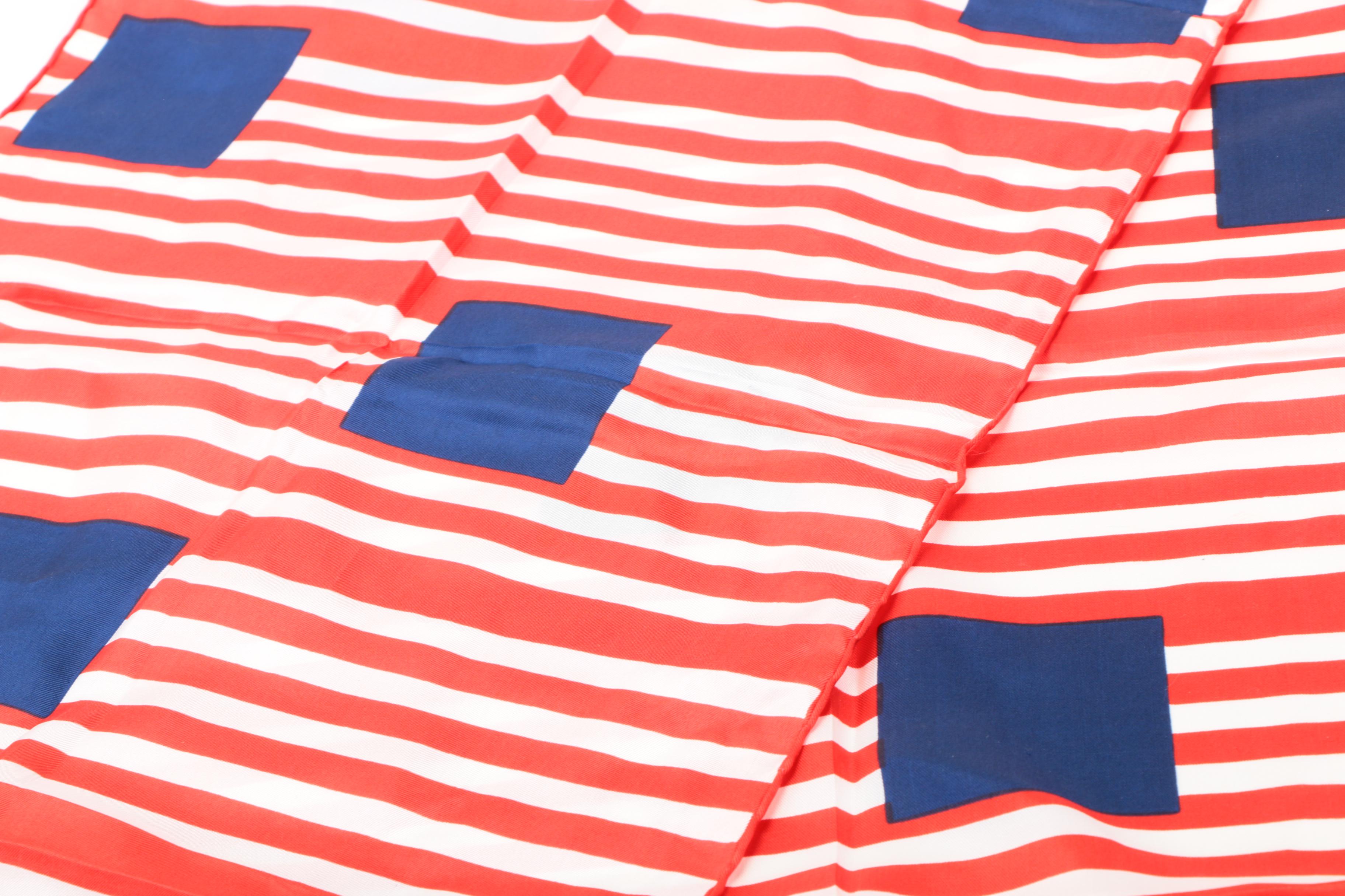 Vintage Cardinali Red, White, Blue Silk Scarf