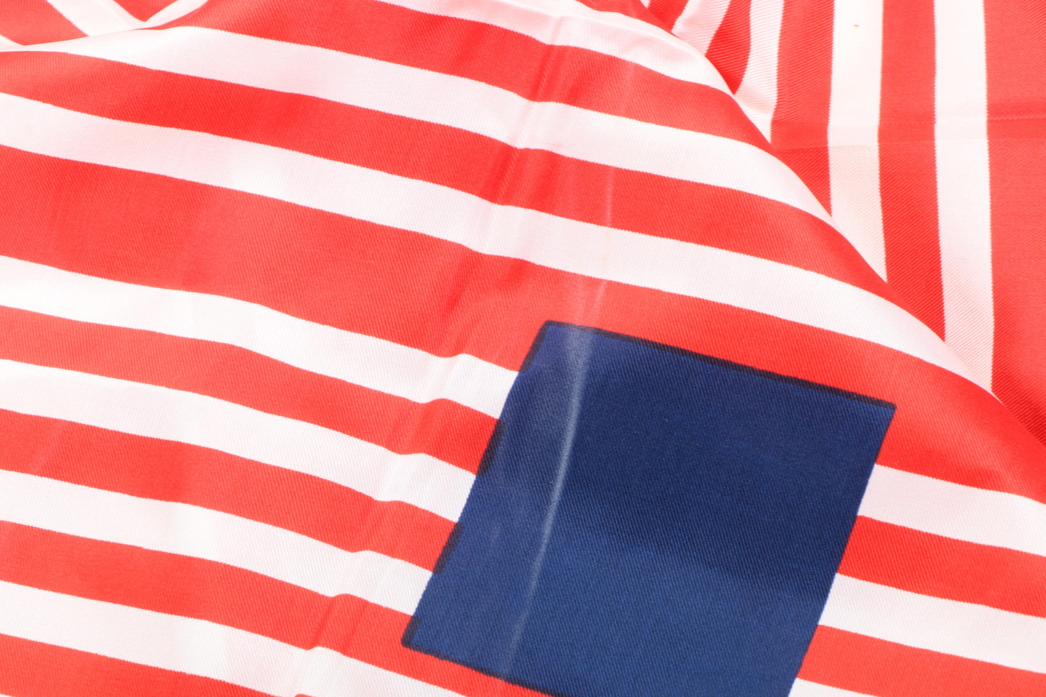 Vintage Cardinali Red, White, Blue Silk Scarf