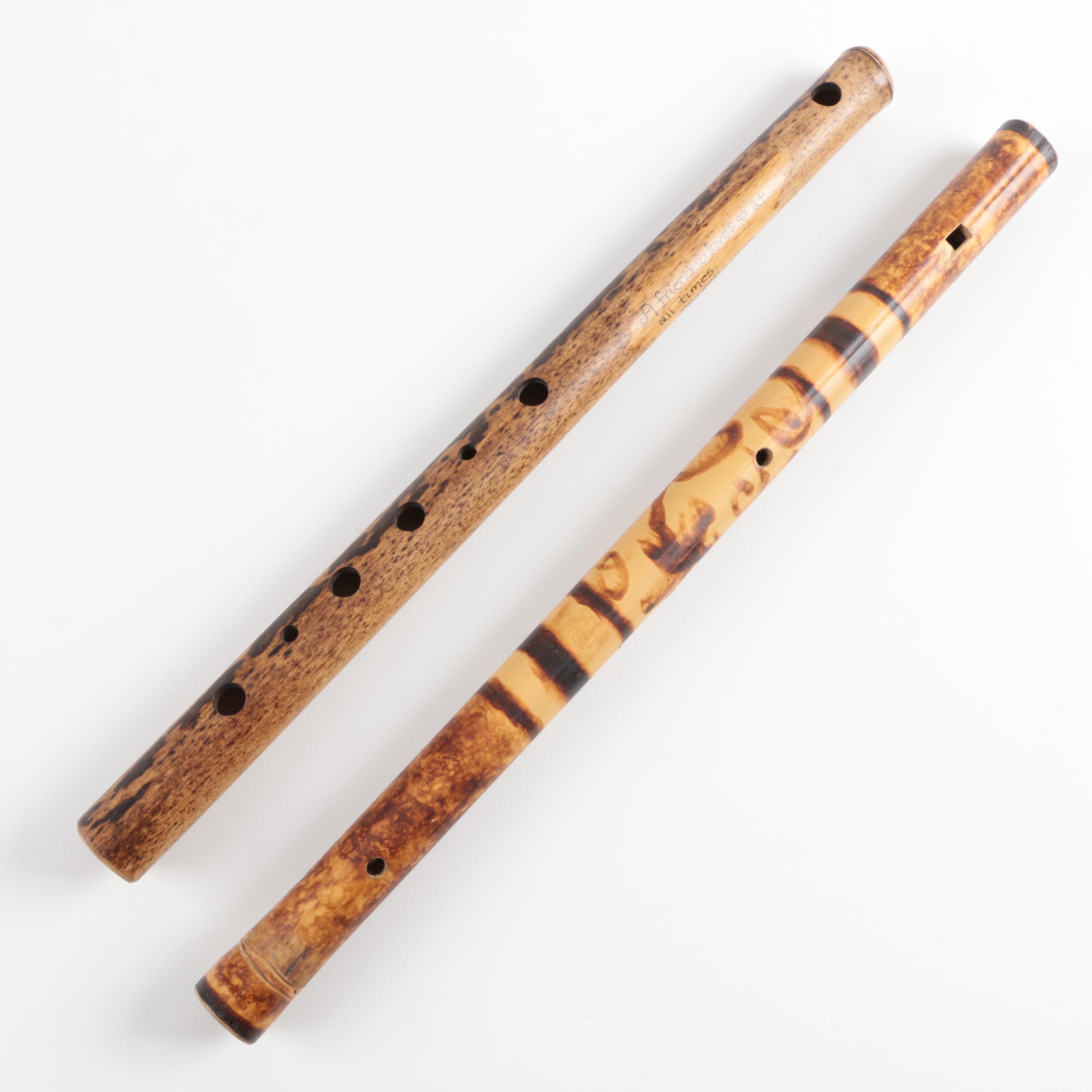 Handmade Wooden Flutes with Proverbs and Pyrography Decoration