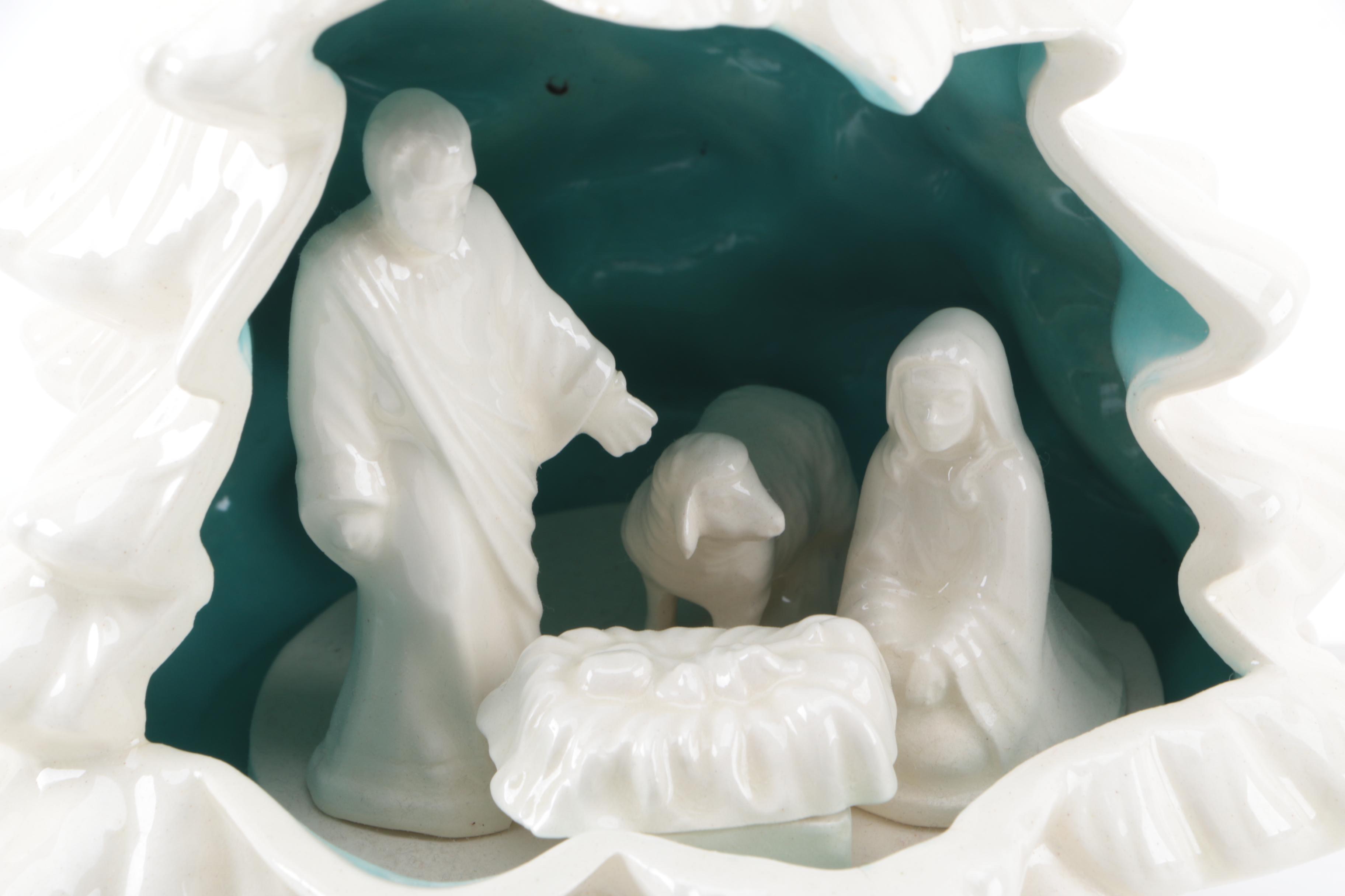Ceramic Christmas Tree with Nativity Scene Inside