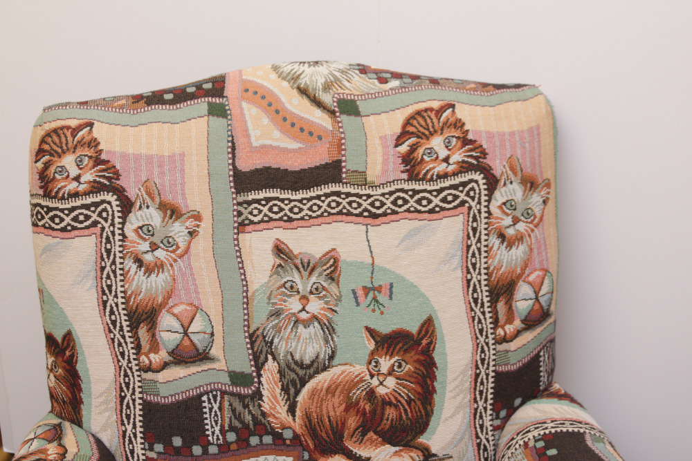 Upholstered Kitten Themed Rocking Chair