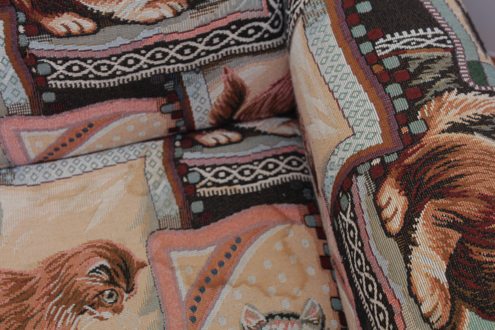 Upholstered Kitten Themed Rocking Chair