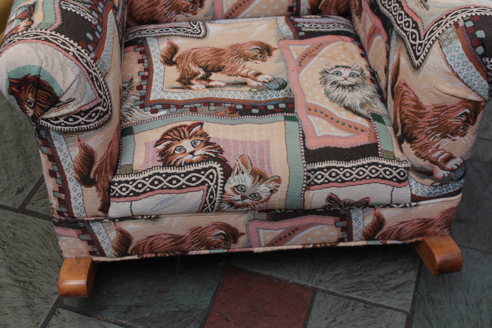 Upholstered Kitten Themed Rocking Chair