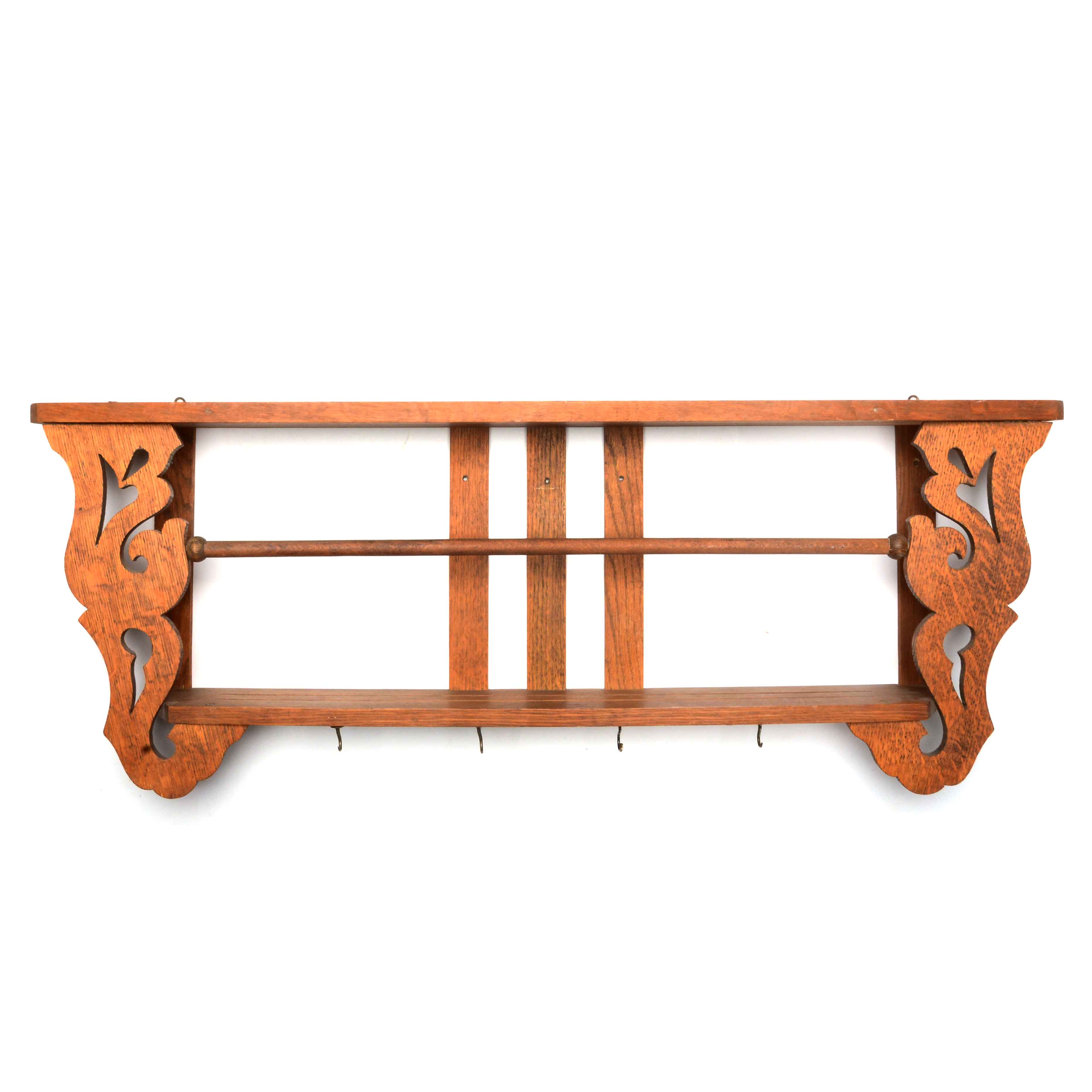 Antique Oak Wall Shelf