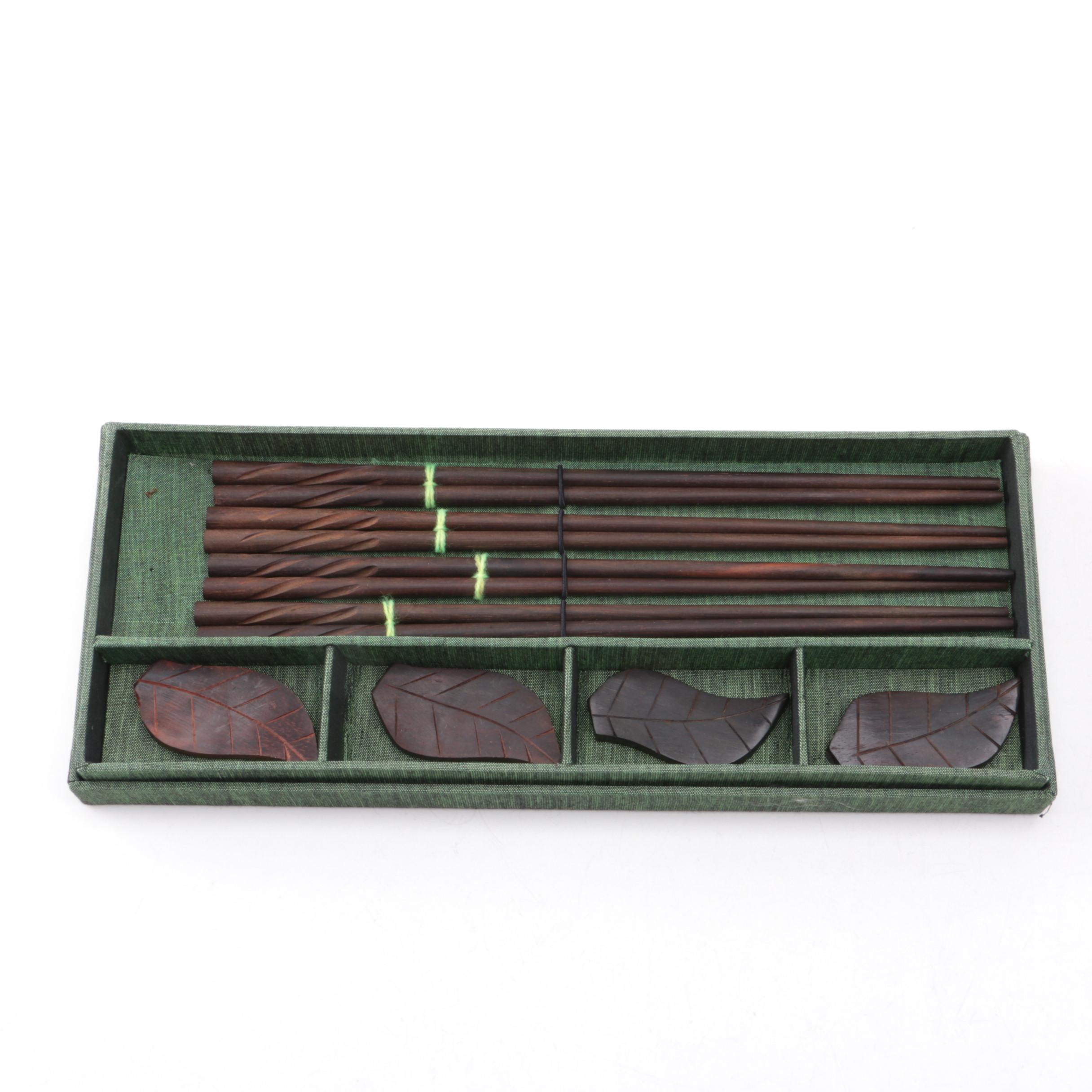 Chopstick Set with Leaf Rests