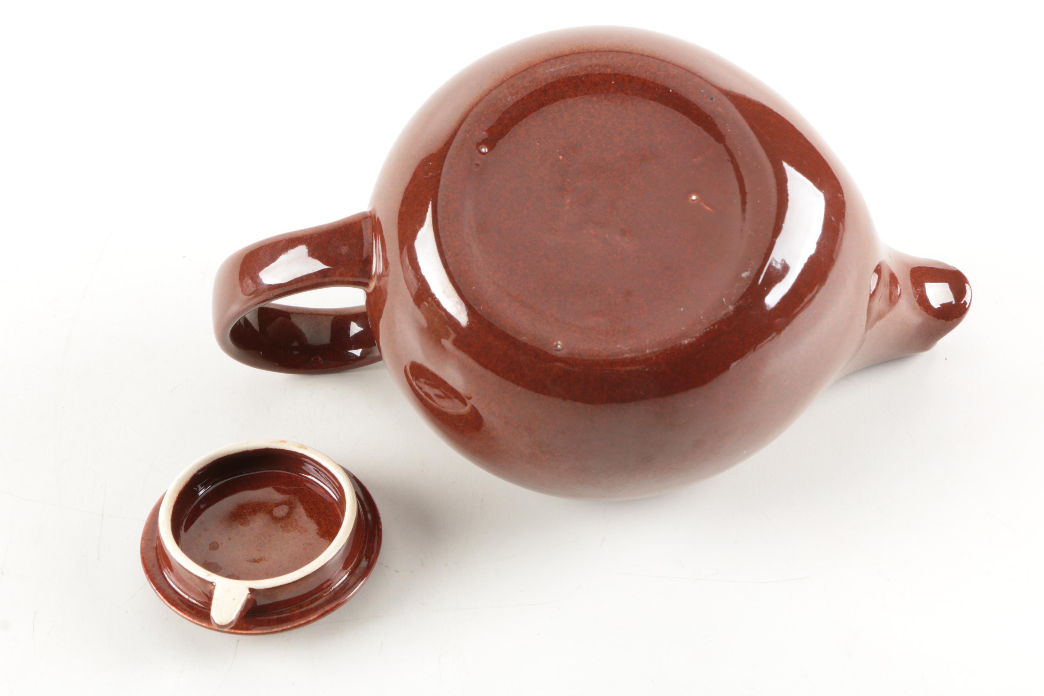 Haeger Planter and Steubenville "American Modern Brown" Teapot