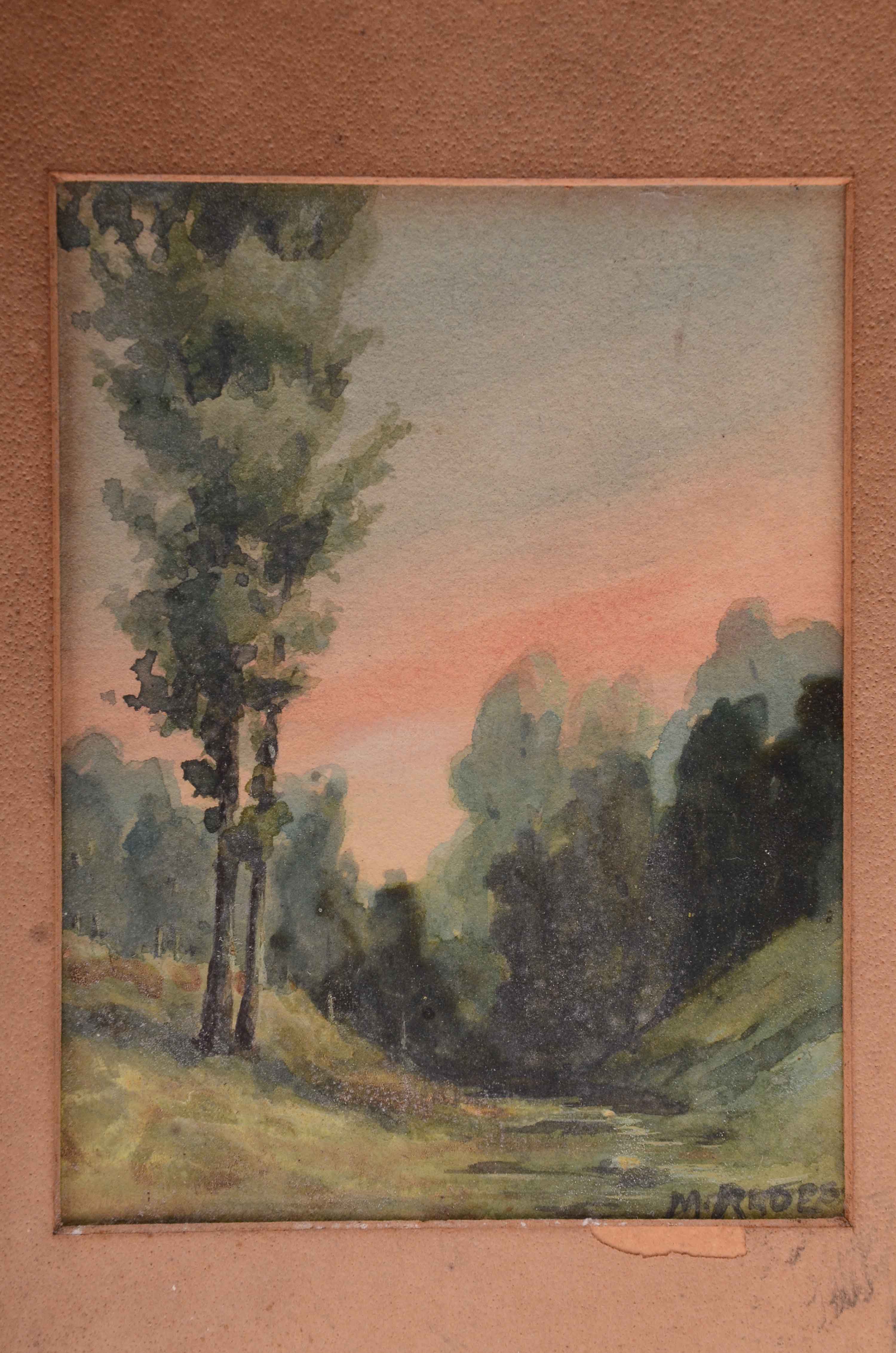 19th Century Watercolor Landscape on Laid Paper