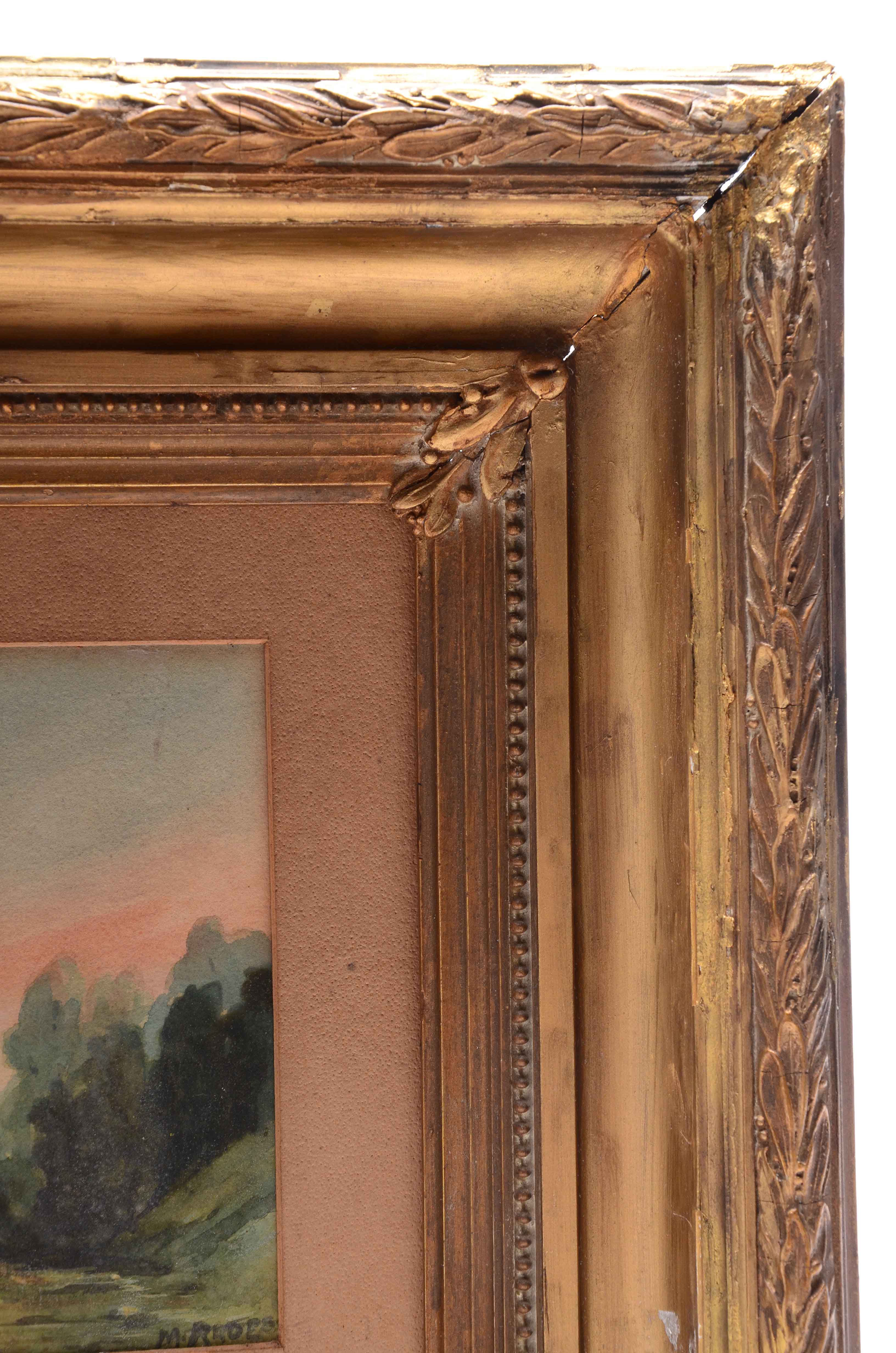 19th Century Watercolor Landscape on Laid Paper