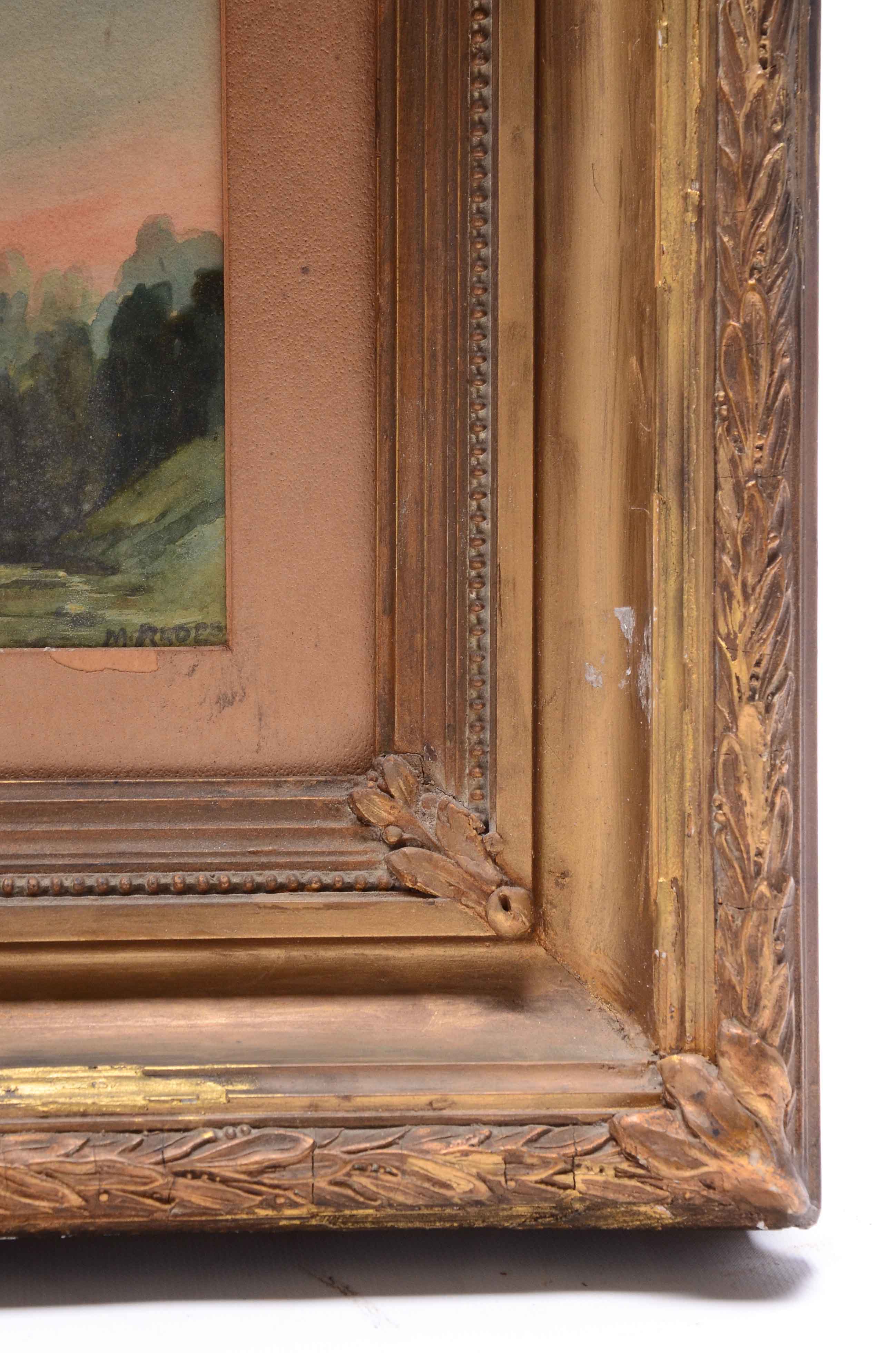 19th Century Watercolor Landscape on Laid Paper