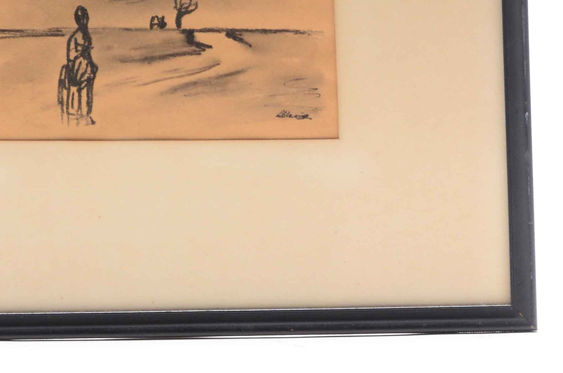 Ludwick Maciag Signed Charcoal Drawing "Sketch"