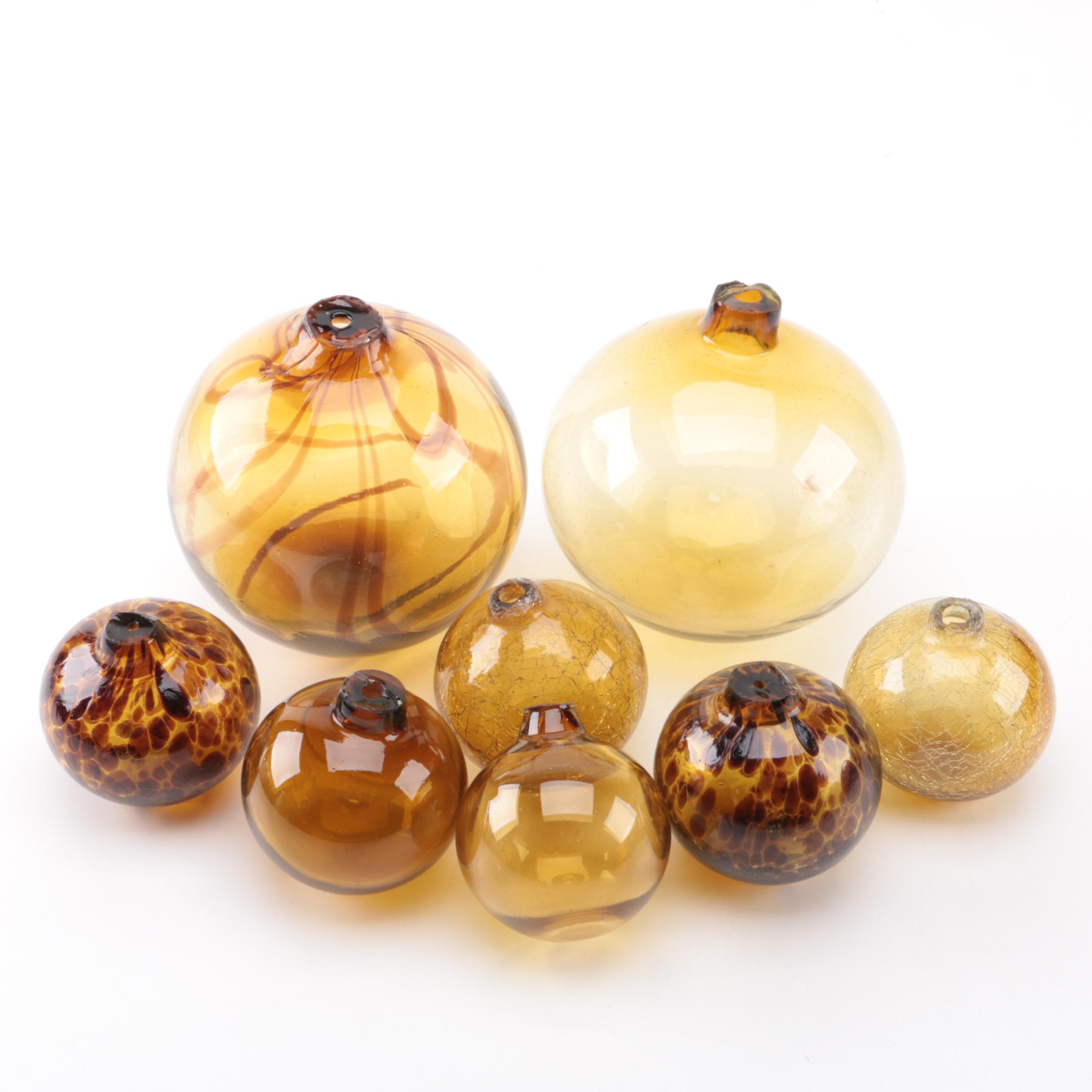 Reproduction Blown Amber Glass Fishing Floats