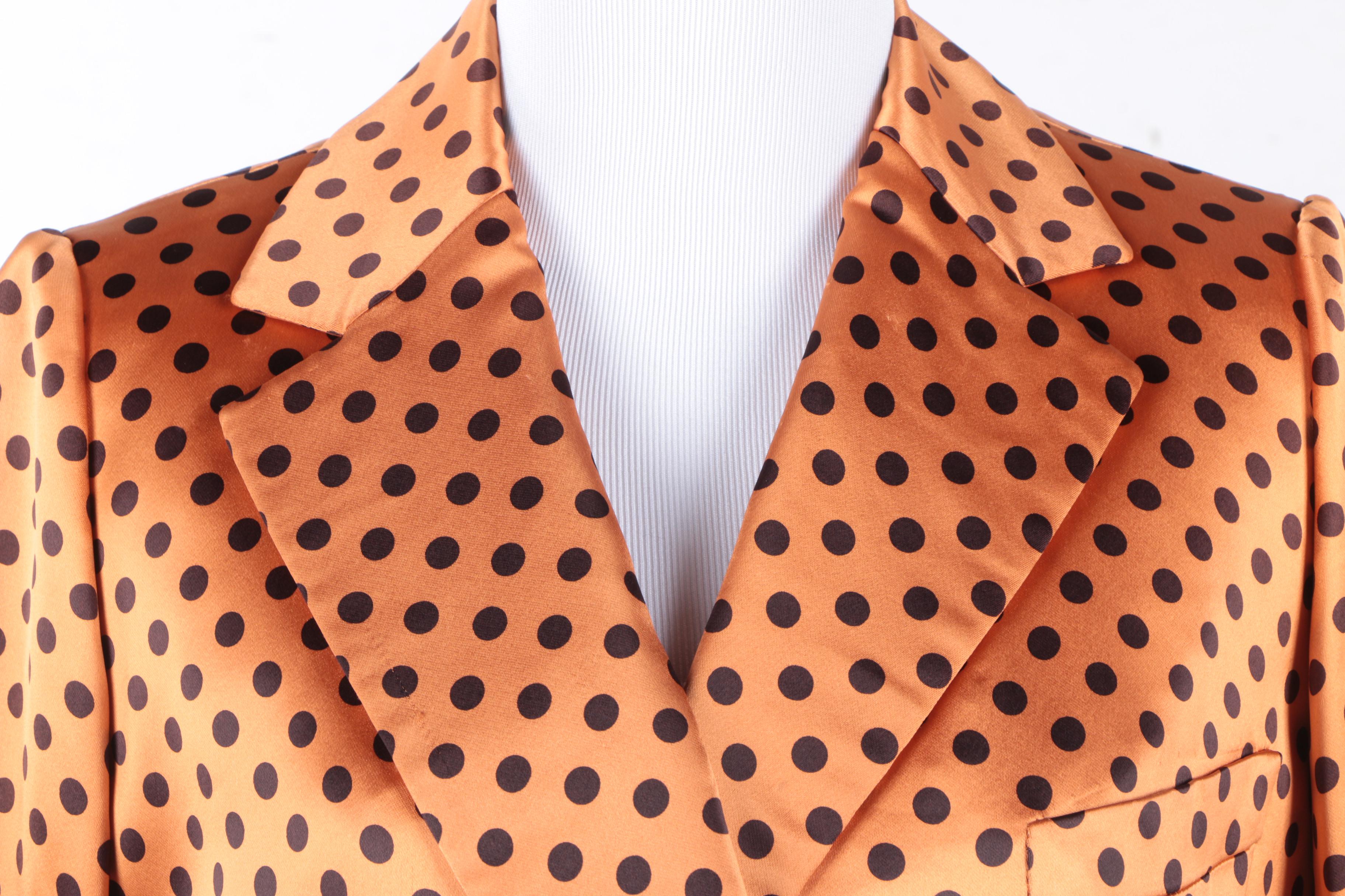 Vintage Cardinali Polka Dot Satin Skirt Suit