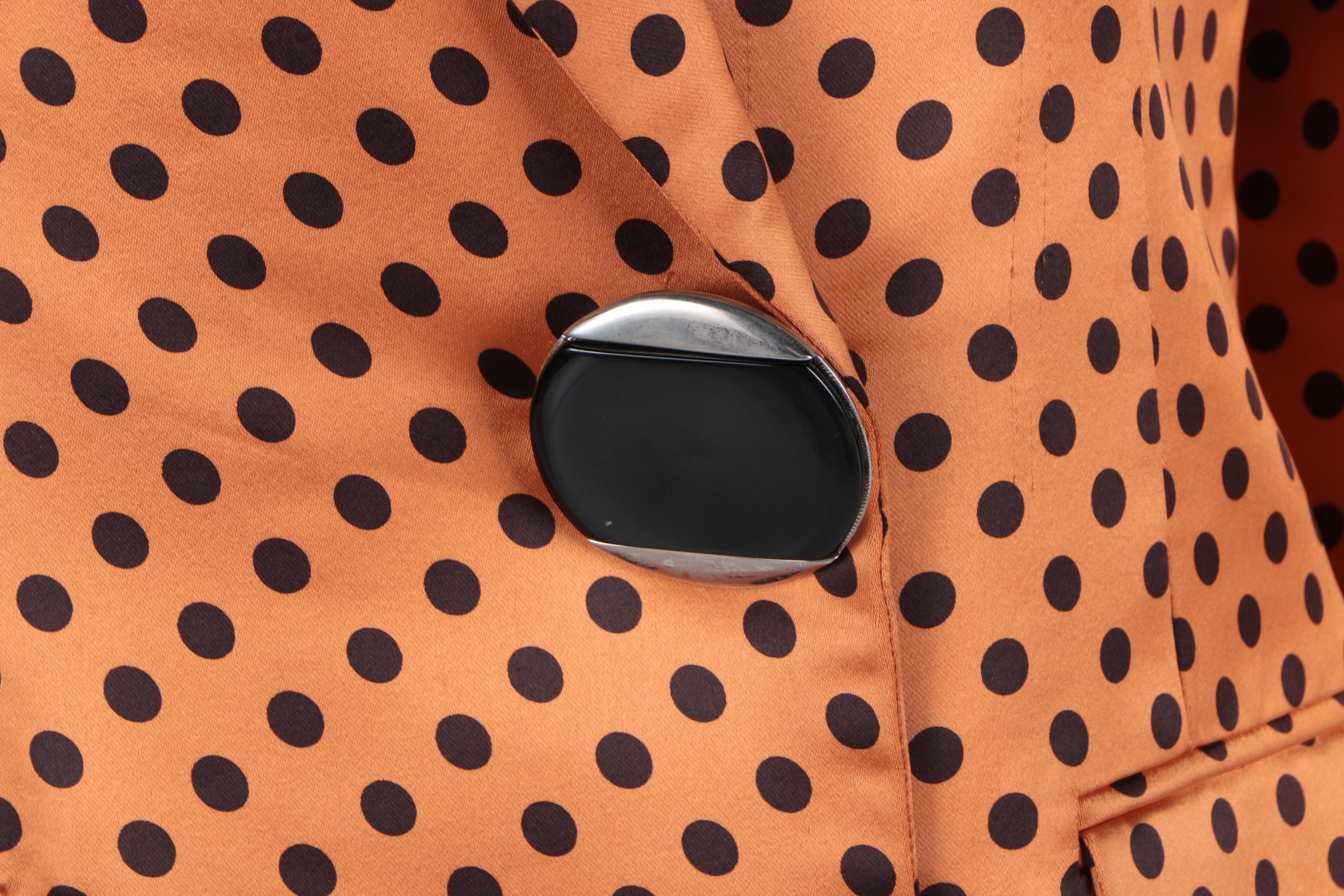 Vintage Cardinali Polka Dot Satin Skirt Suit