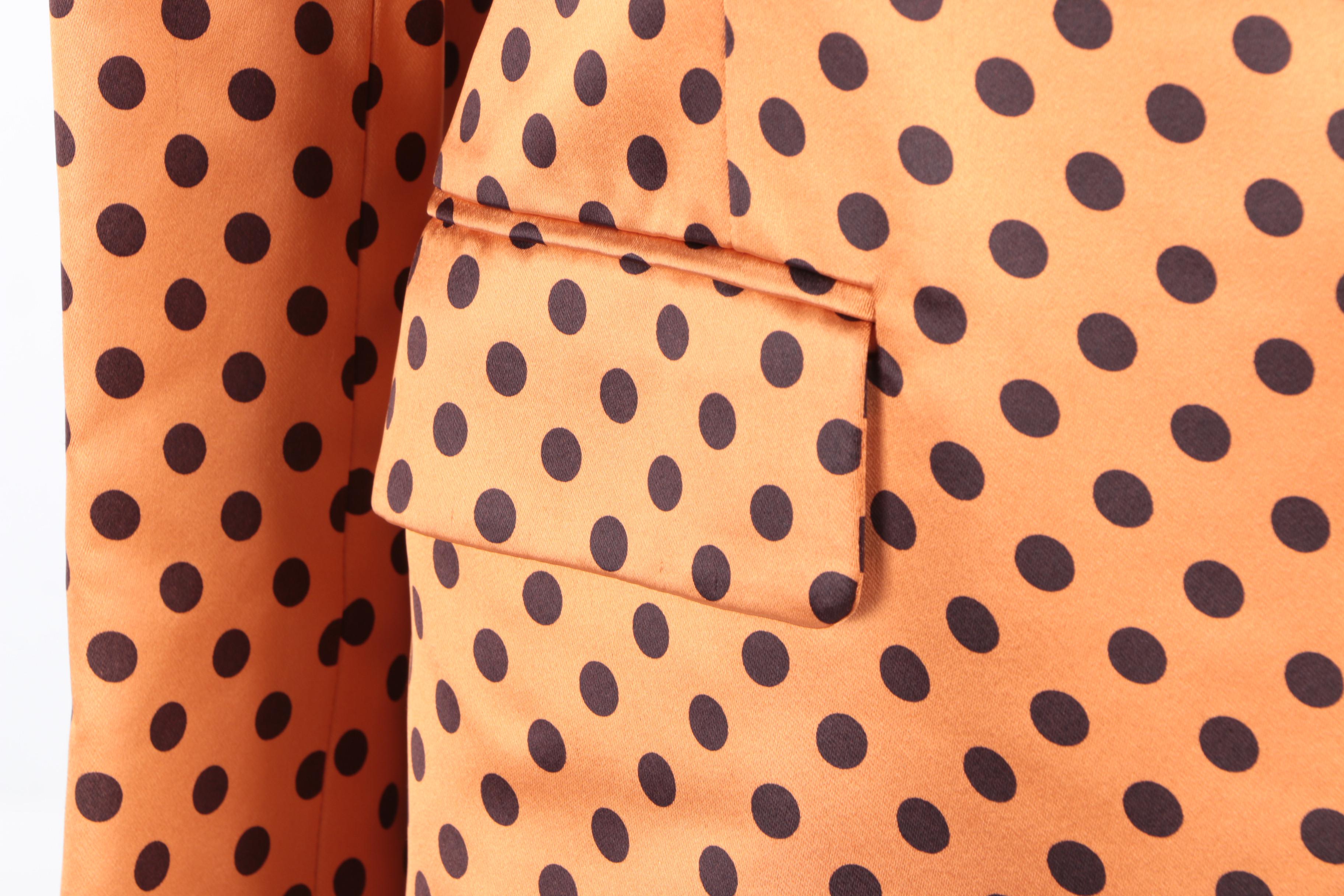 Vintage Cardinali Polka Dot Satin Skirt Suit