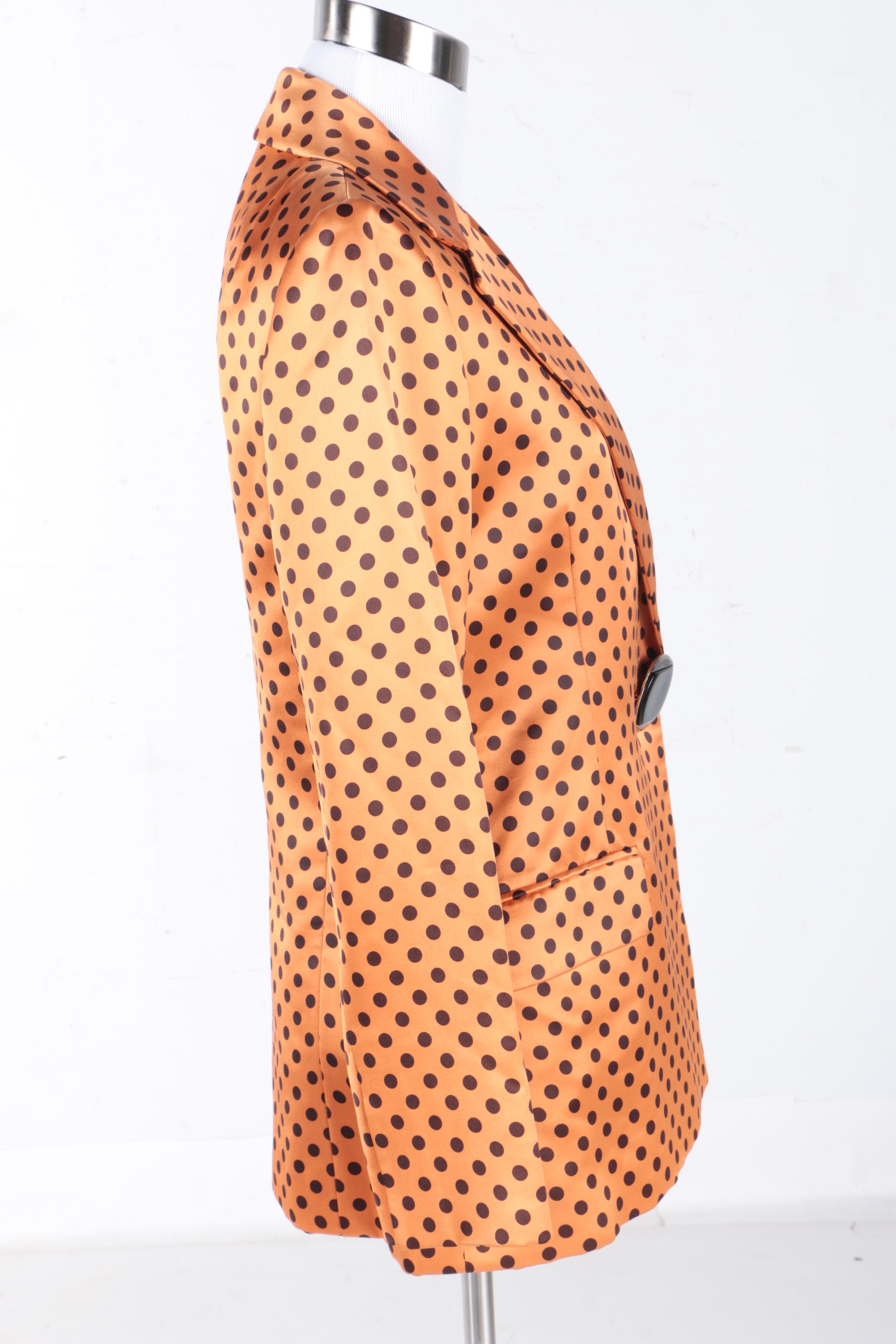 Vintage Cardinali Polka Dot Satin Skirt Suit